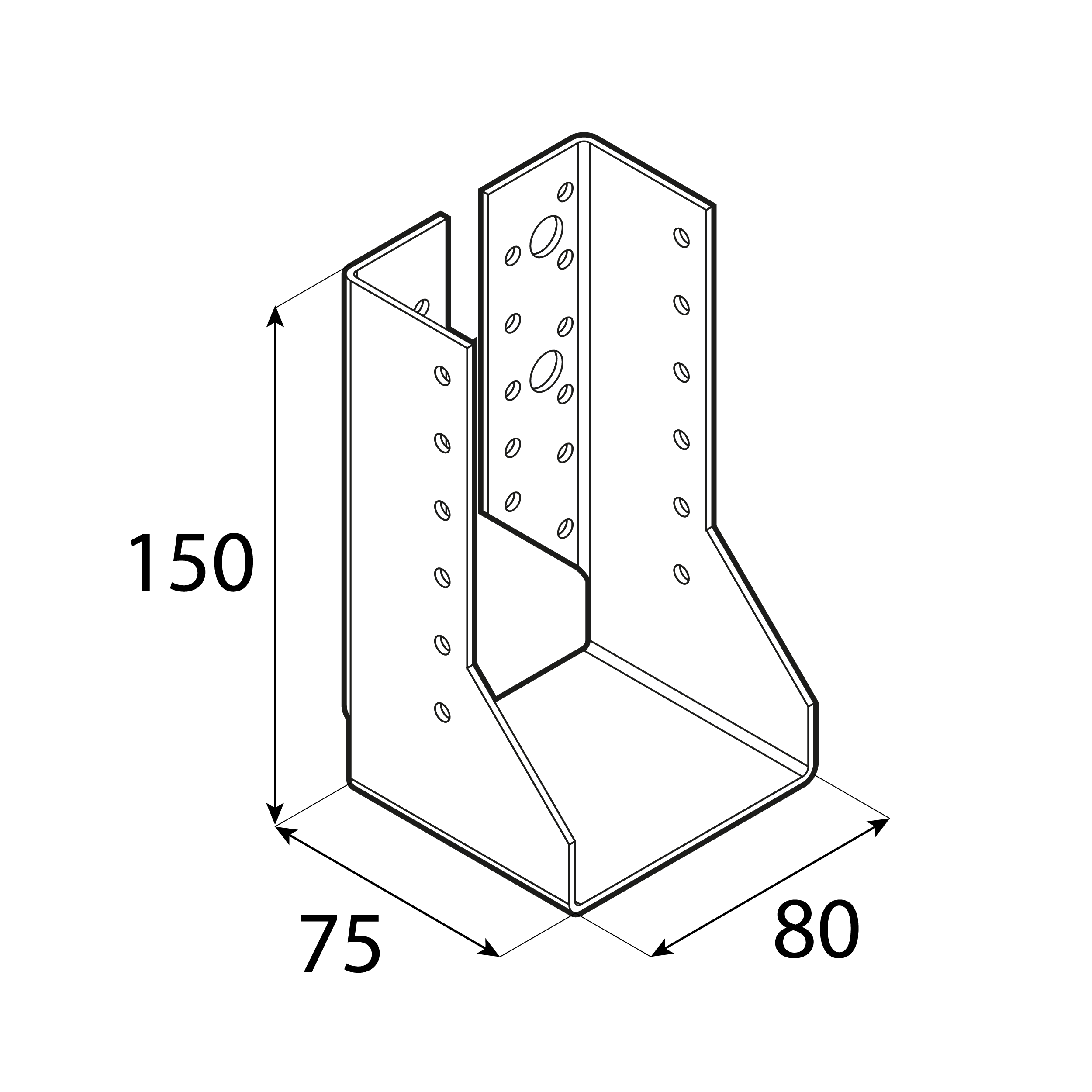 Wieszak belki uchwyt belki drewnianej zagięty - WBZ 27 | 80x150x75 mm | Srebrny Wieszak belki uchwyt belki drewnianej zagięty - WBZ 27 | 80x150x75 mm | Srebrny