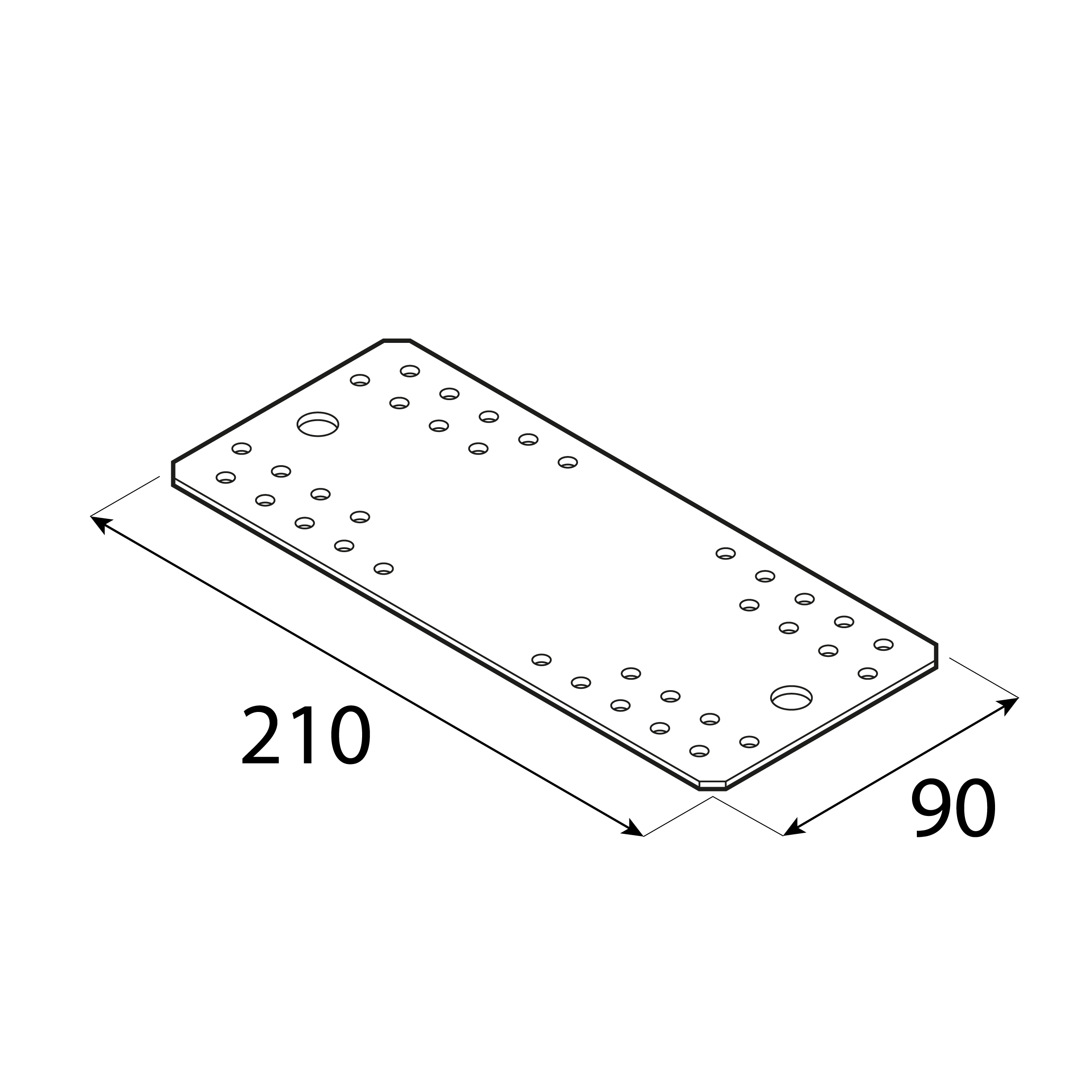 Flachverbinder Lochplatte Verbindungsblech Holzverbinder feuerverzinkt - LP 6 | 210x90 mm | 2,5 mm Flachverbinder Flachstange LP 6, 210x90 mm, 2,5 mm, 210x90x2,5 mm, DX51D Baustahl, Silber, Schuss 1.