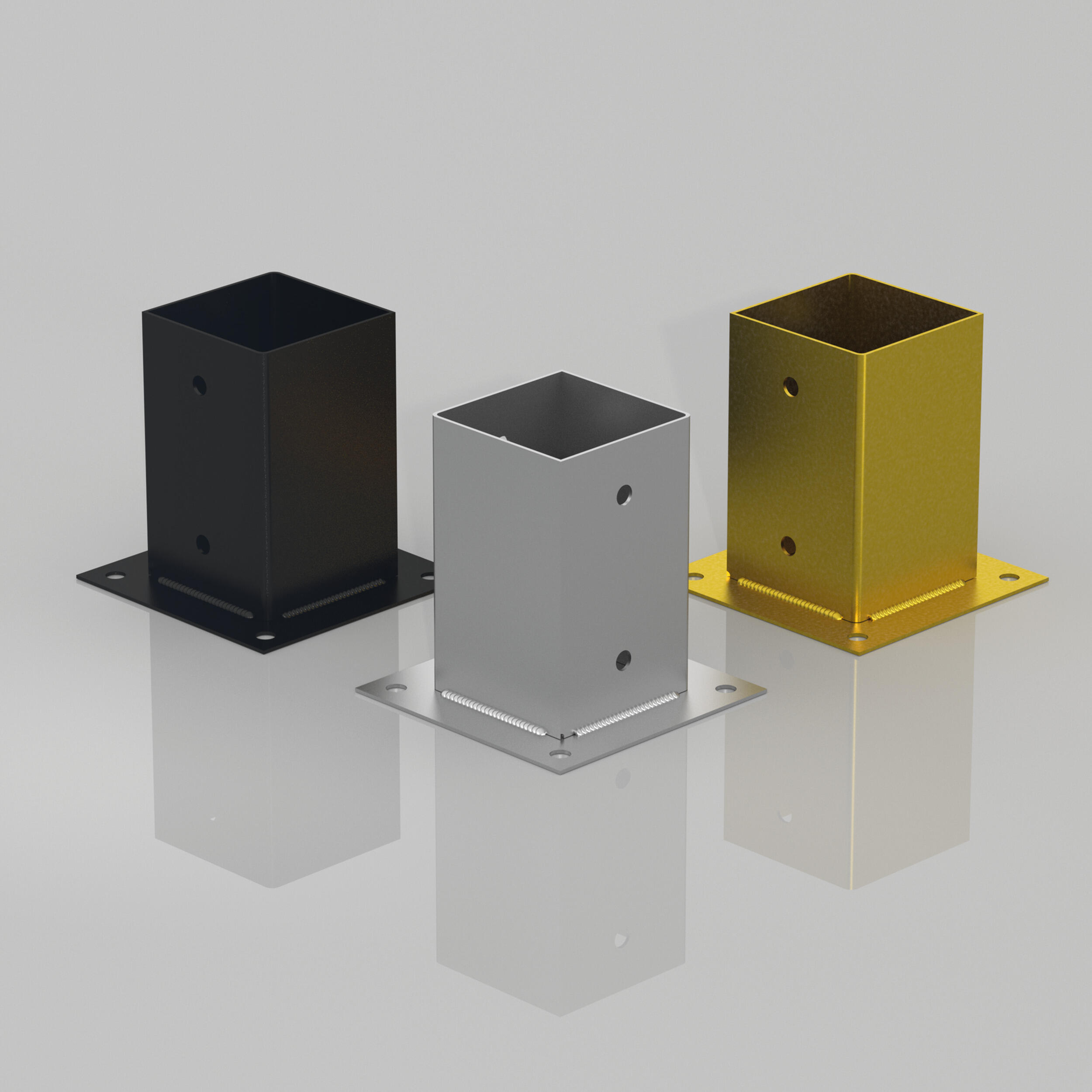 Podstawa słupa kotwa przykręcana z podstawą prostokątną - PSP | 160 mm | Srebrny