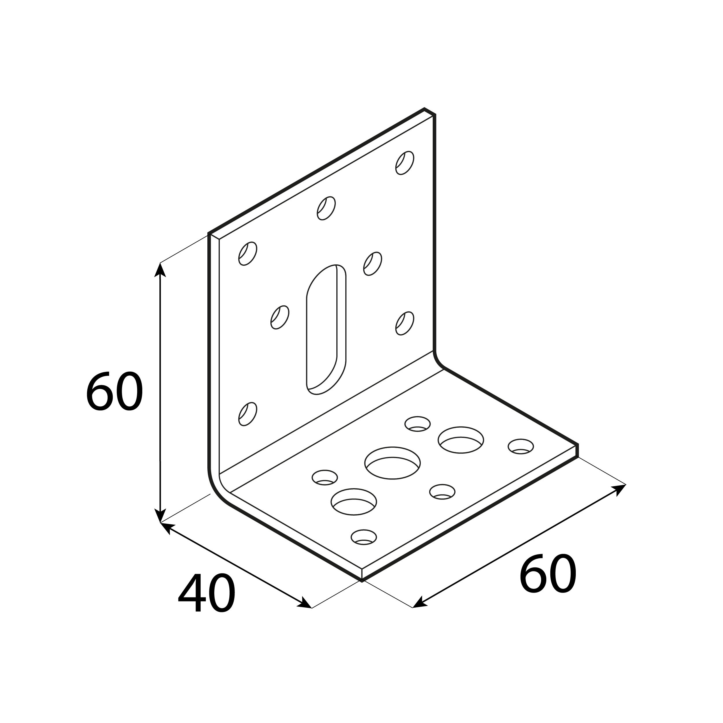 Universal-Verstellwinkel Stahl verstellbar Montagewinkel Holzverbinder feuerverzinkt - KR 2 | 60x40x60 mm | 2,5 mm Universeller Stahlwinkel mit Verstellung KR 2, 60x40x60 mm, 2,5 mm, 60x40x60x2,5 mm, DX51D-Baustahl, silber.