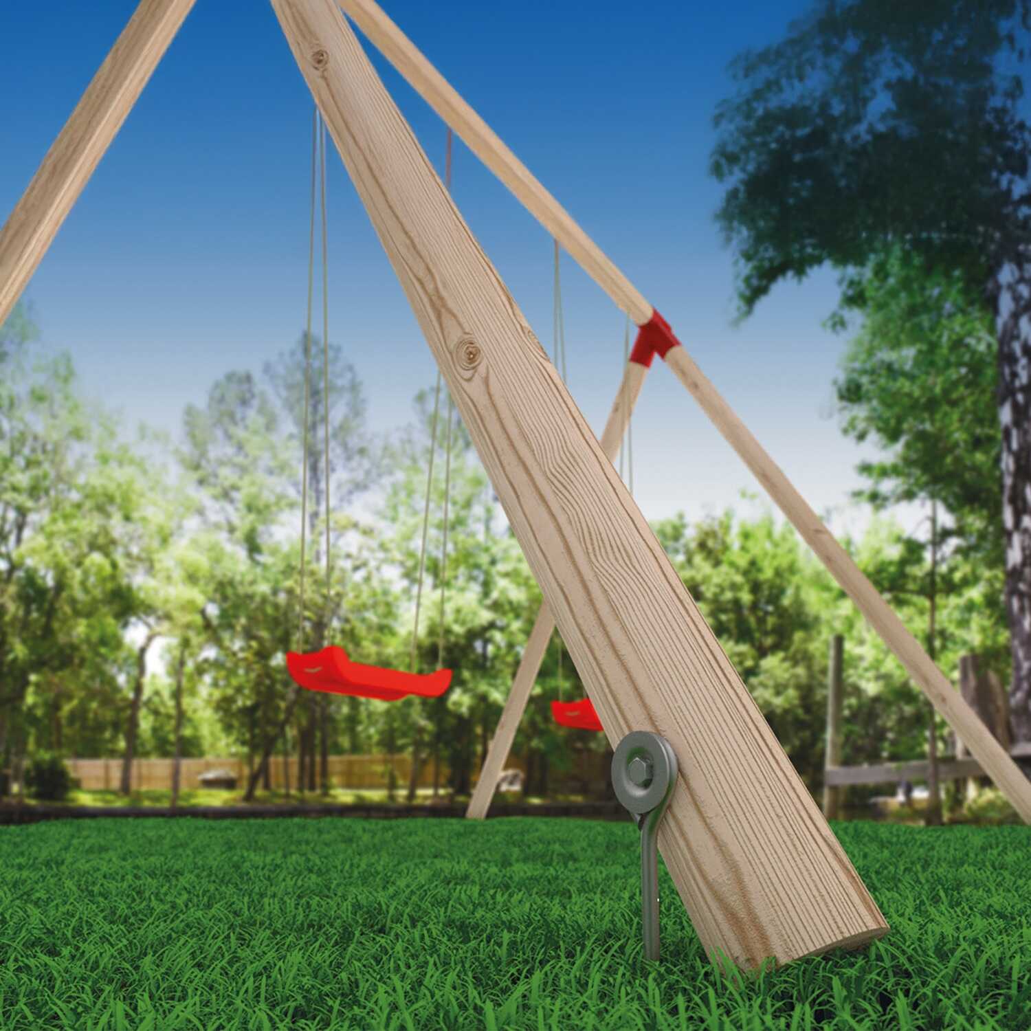 Einschraub Bodenanker mit Öse Pfostenträger Stützen Erdanker feuerverzinkt für Trampolin und Schaukeln - KWZ | 470 x 100 mm Schraubanker mit Öse für Boden KWZ, 470x100 mm, 470x100 mm, silber, Baustahl S235; DIN 6334 3.