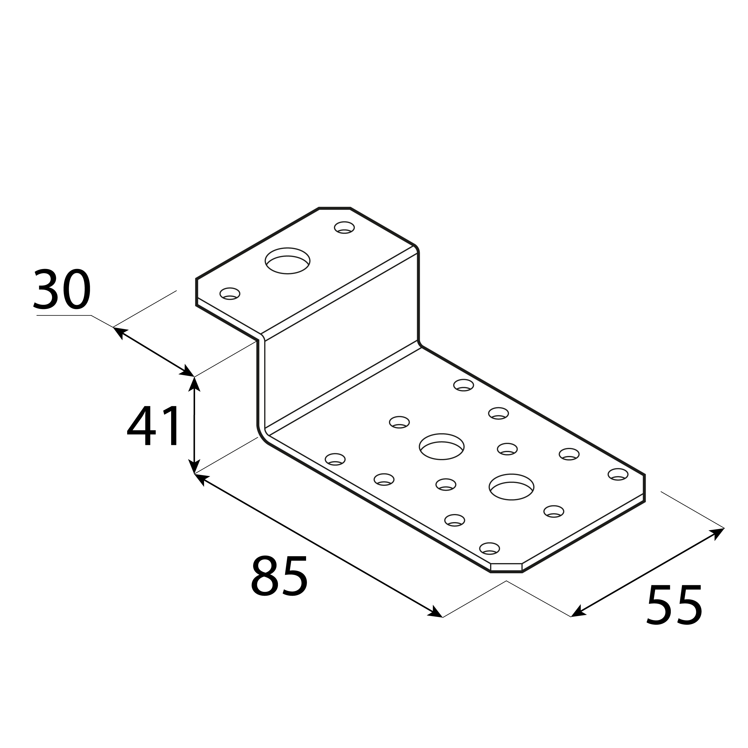 Z-Trägerverbinder LZ 1, 41x85x55 mm, 2,5 mm, 85x40x55x2,5 mm, DX51D Baustahl, silber.