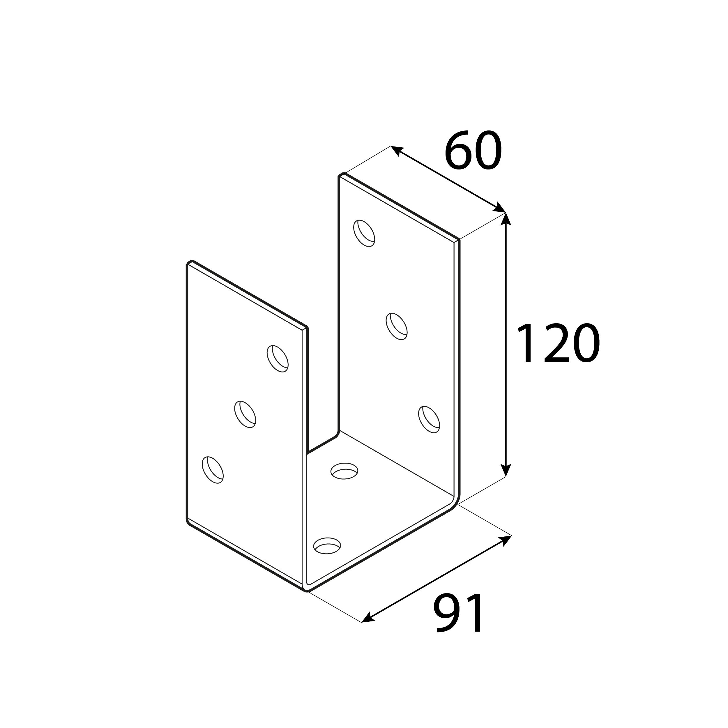 Pfostenträger zum aufdübeln U-Form universal - PSO | 90 mm | Gold Säulenfuß-Schraubanker auf Beton, Typ U, Universal PSO, 90 mm, gold, 91x120x60x4,0 mm 2.