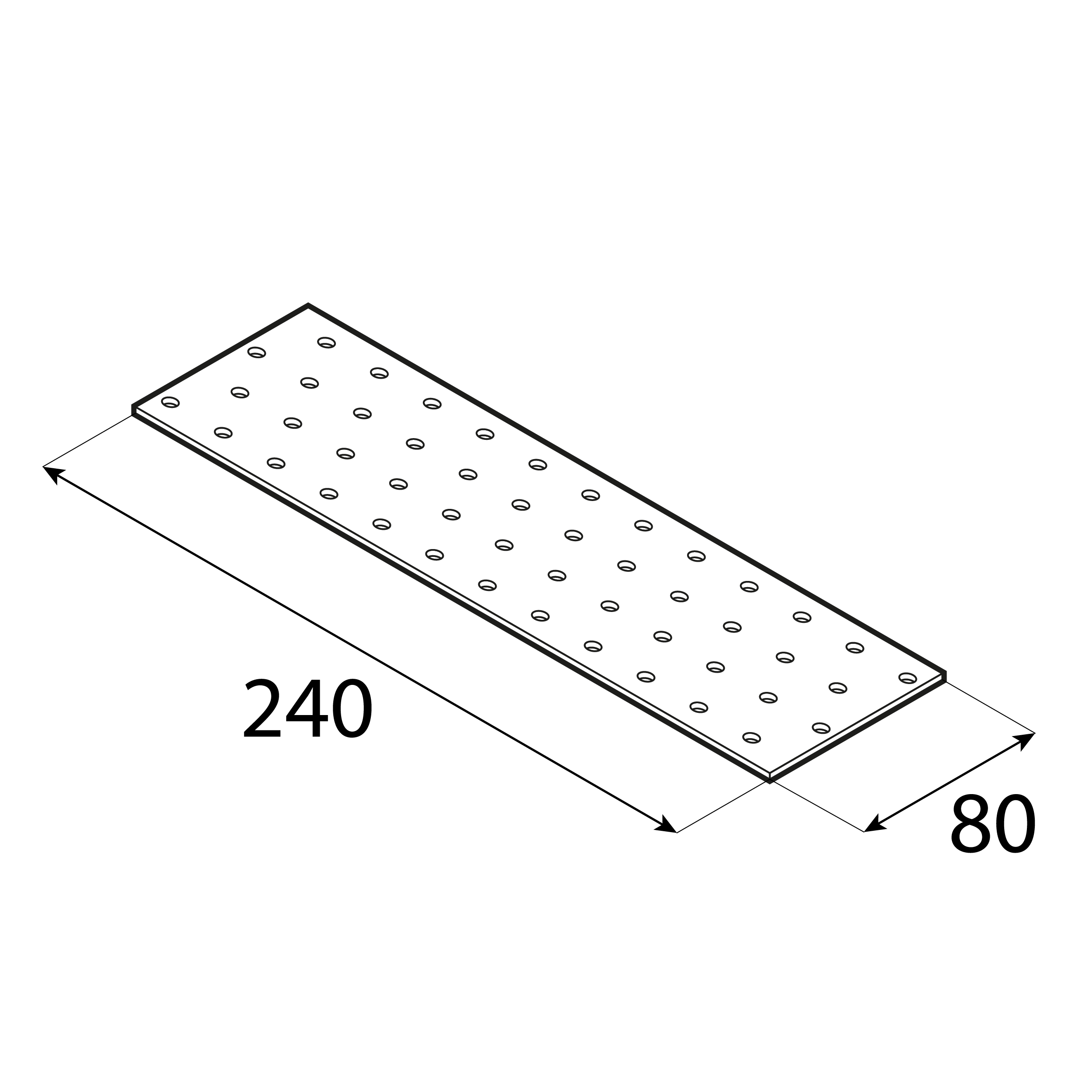 Płytka perforowana płaskownik - PP 10 | 240x80 mm | 2 mm Płytka perforowana płaskownik - PP 10 | 240x80 mm | 2 mm