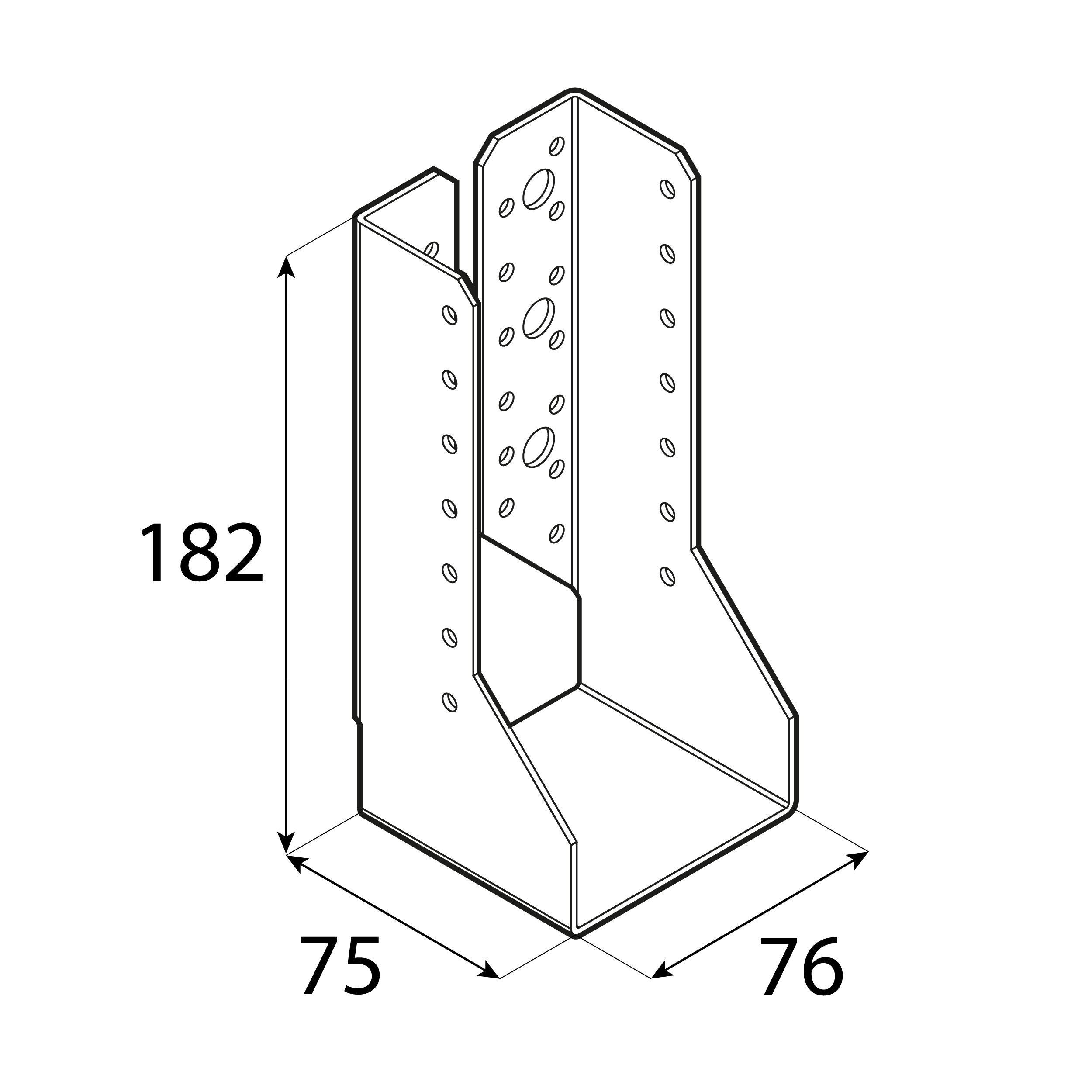 Wieszak belki uchwyt belki drewnianej zagięty - WBZ 25 | 76x182x75 mm | Srebrny