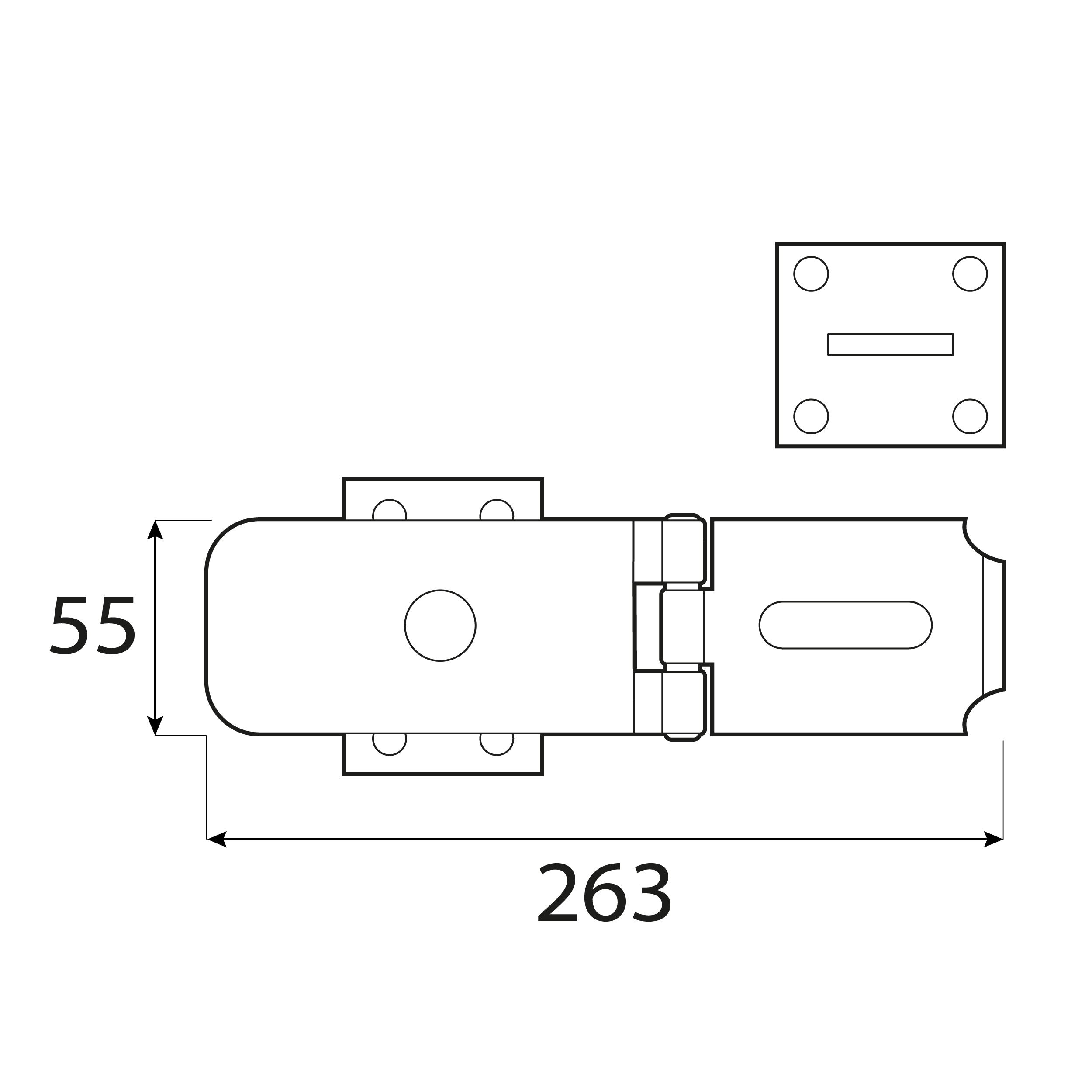 Drehriegel für Gartentore - ZWPO | schwarz | 263 mm ZWPO Drehspindel, schwarz, 263 mm, 263x55x4,0 mm, Baustahl DC01 2.