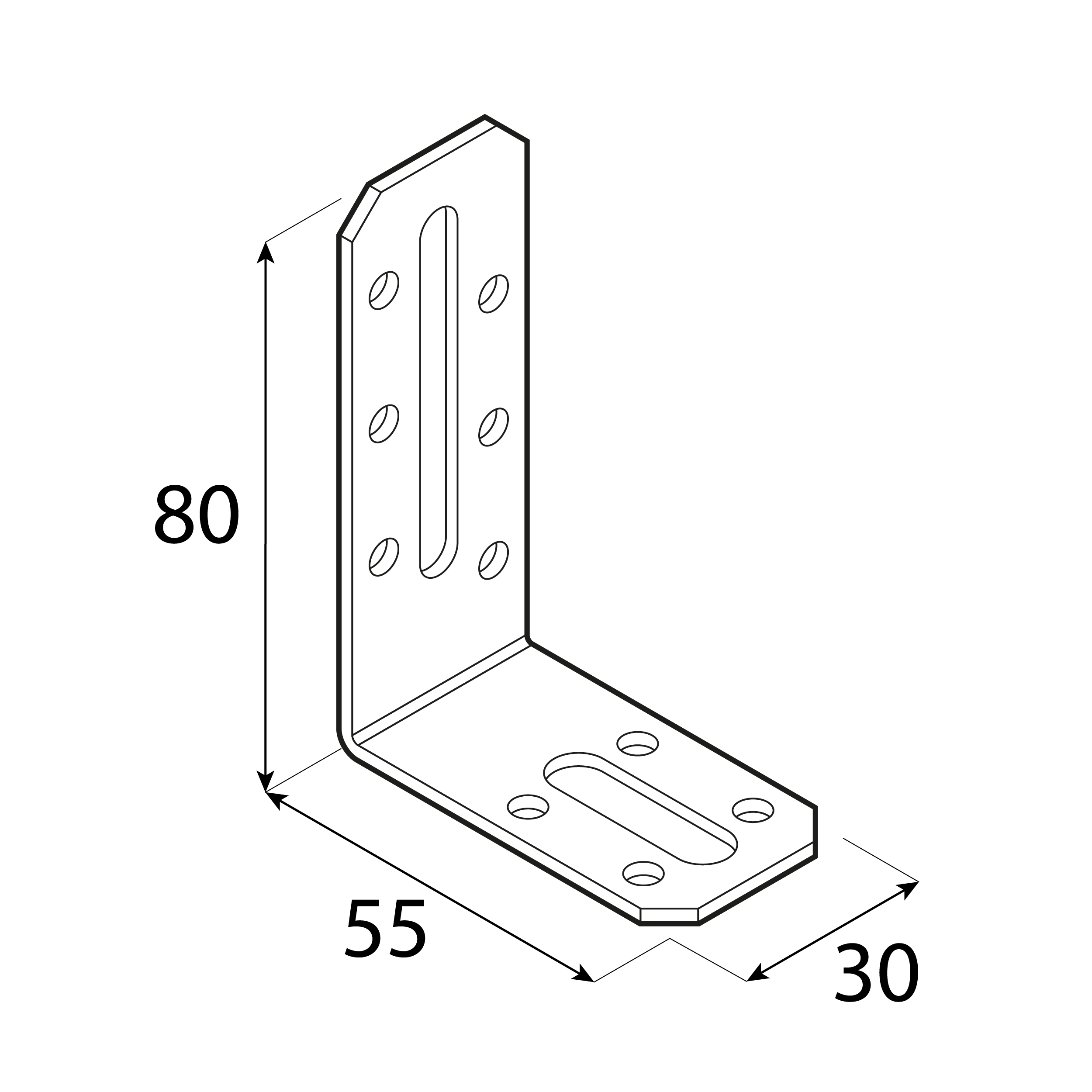 Kątownik dwustronny z regulacją - KRD 3 | 80x55x30 mm | 2 mm