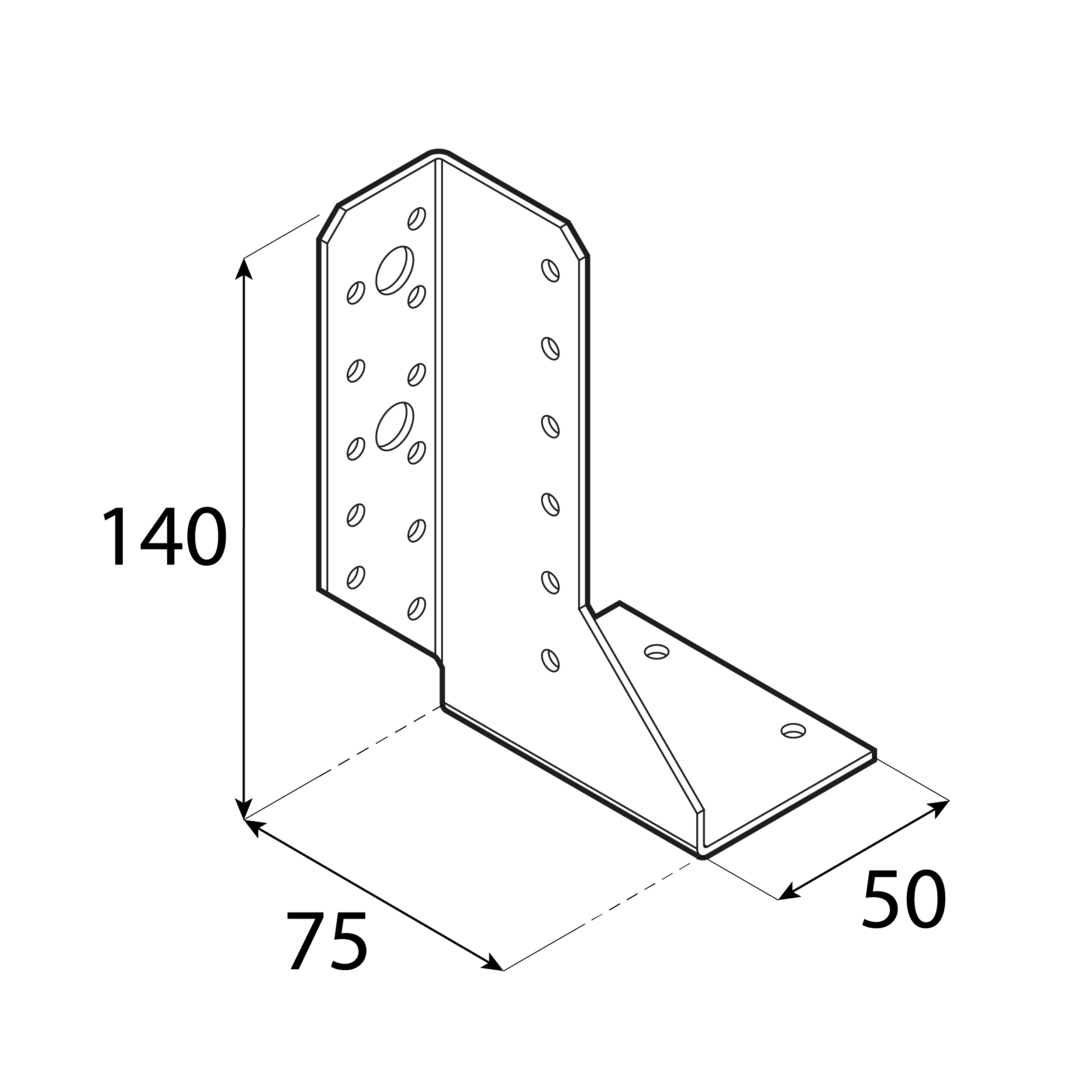 Wieszak belki dzielony lewy - WBD 140 L | 50x140x75 mm | Srebrny