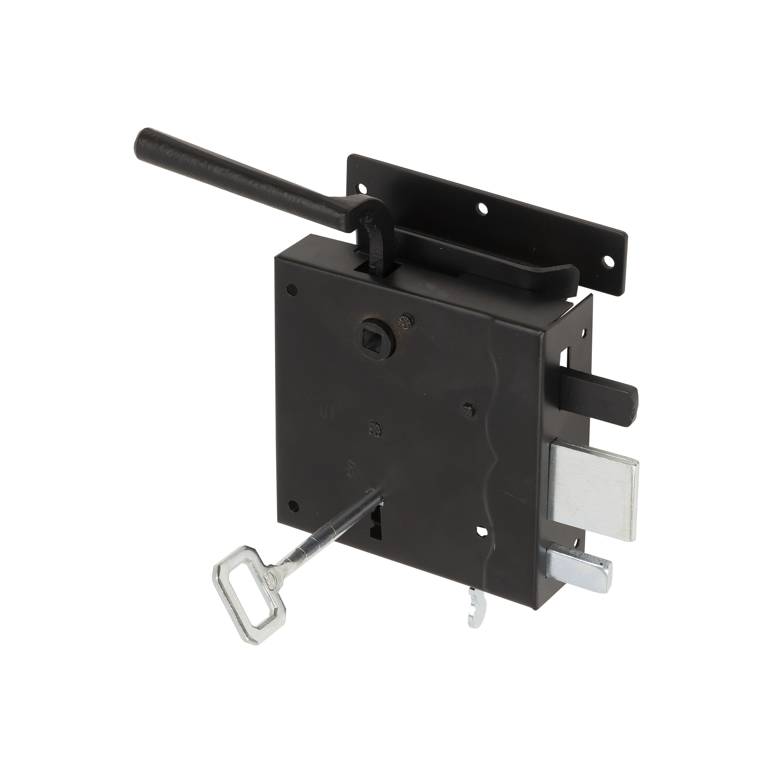 Zamek wiejski do bramy retro stalowy lewy - WHW | Czarny | 100 mm Zamek wiejski do bramy retro stalowy lewy - WHW | Czarny | 100 mm