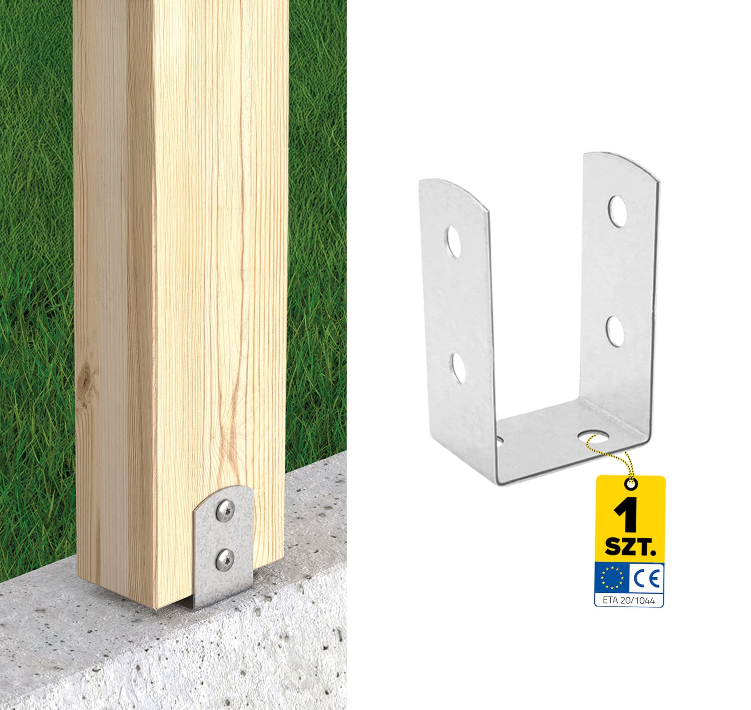 Podstawa słupa kotwa przykręcana do betonu typ U lekka - PSOL | 60 mm | Srebrny Podstawa słupa kotwa przykręcana do betonu typ U lekka - PSOL | 60 mm | Srebrny