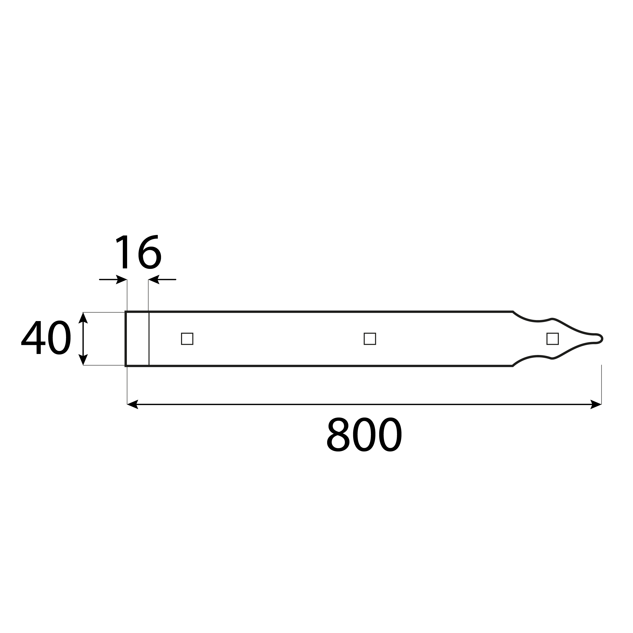 Ladenband für Tore - ZP | schwarz | 800 mm | fi 16 mm Bandscharnier für Tore ZP 800/16, 800 mm, schwarz, 16 mm, 800x40x5,0 mm 16.