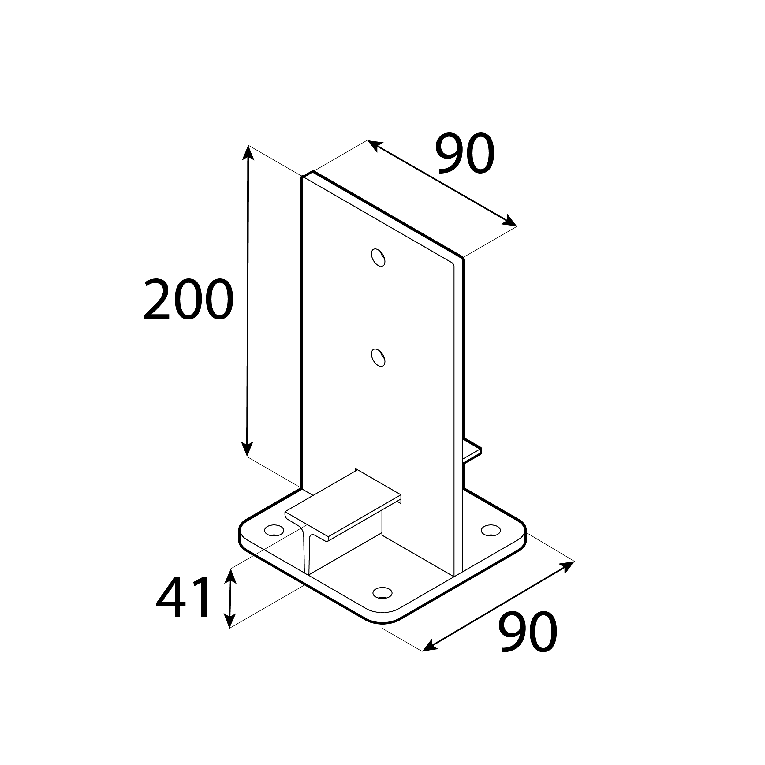 Podstawa słupa kotwa przykręcana do betonu  typu T wpuszczana mocna - PUW | 90 mm | Srebrny