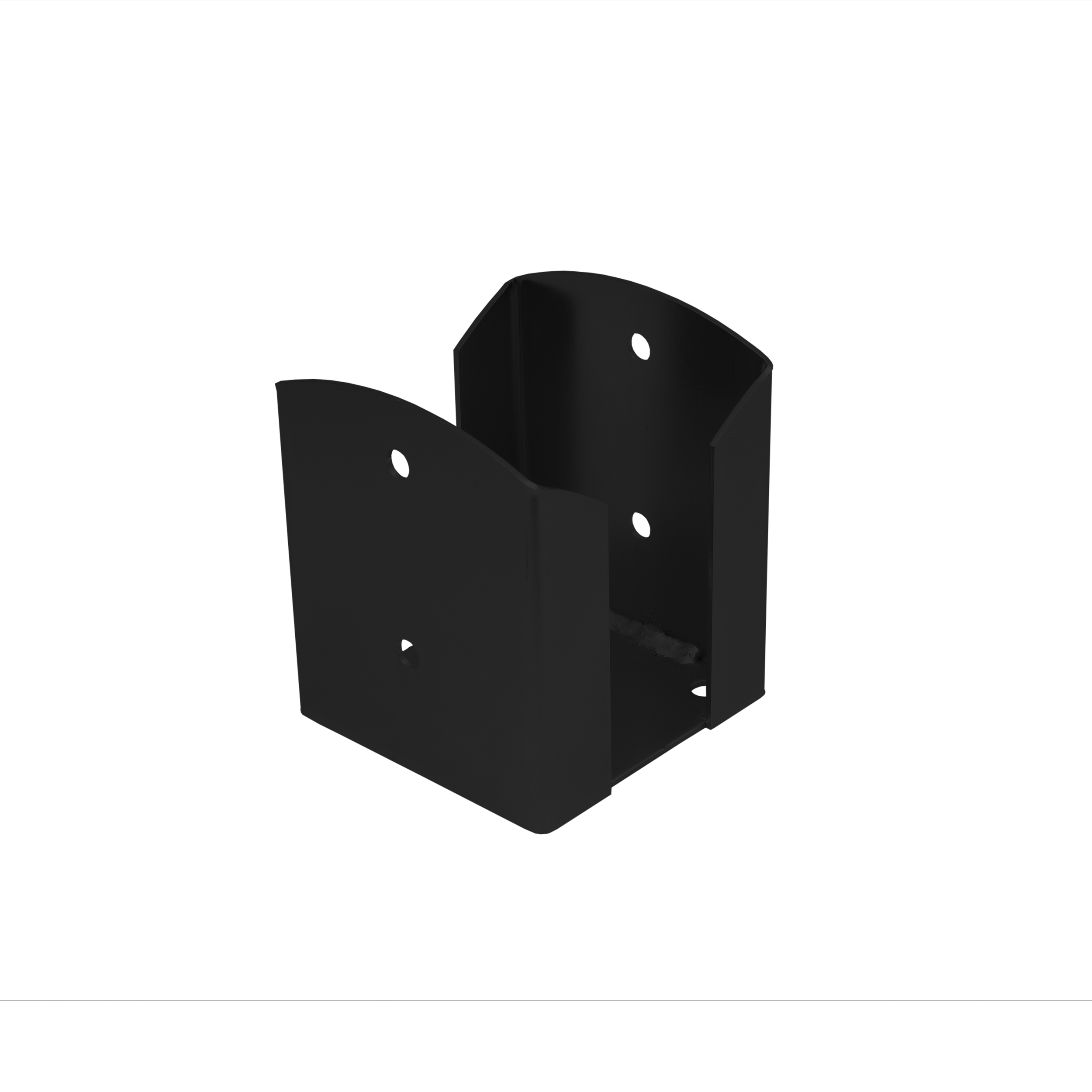 Pfostenträger zum aufdübeln Aufschraubhülse doppelt rechteckig - PSPW | 120 mm | Schwarz Mastfuß, doppelter rechteckiger Schraubanker PSPW, 120 mm, schwarz, 121x150x2,5 mm.