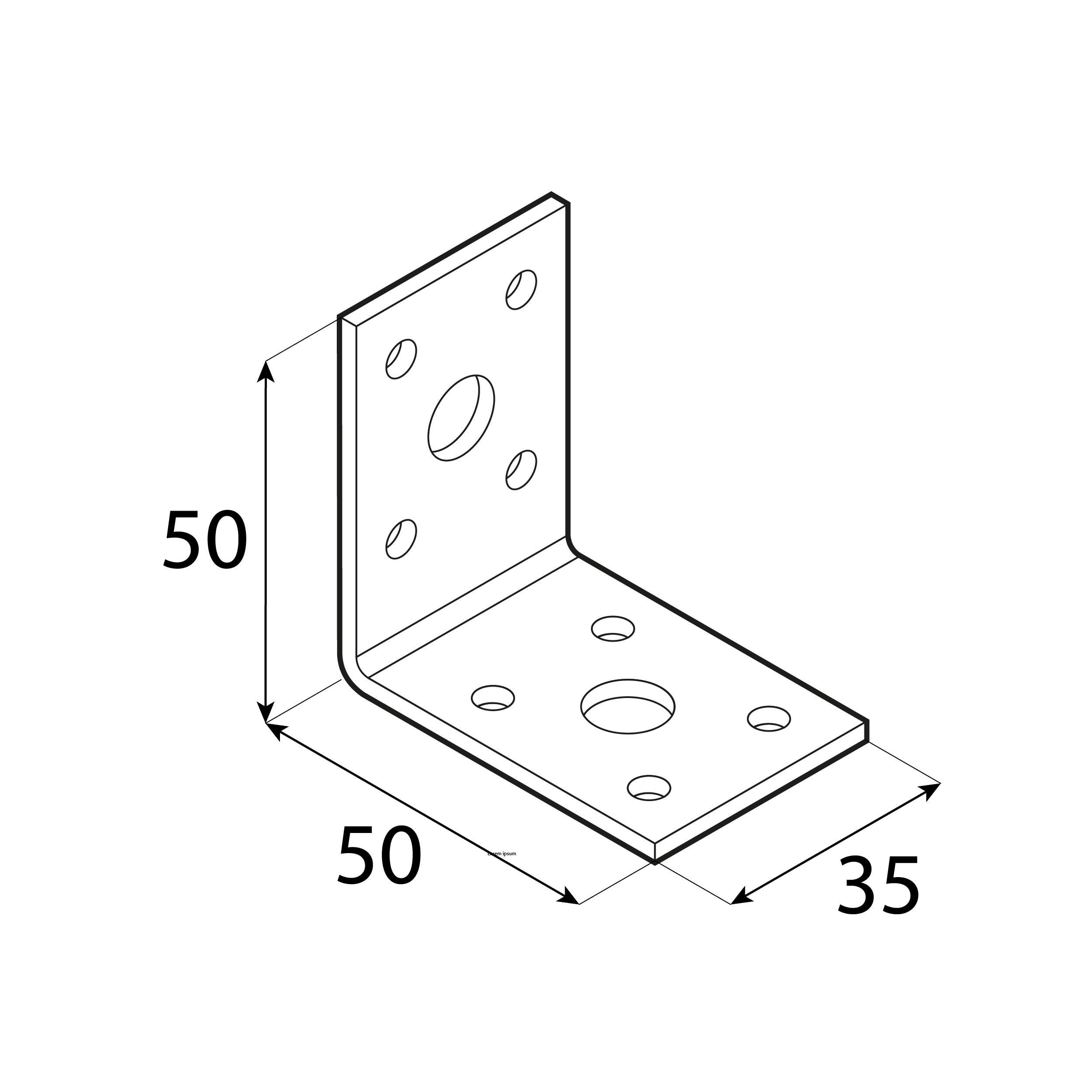 Kątownik ciesielski łącznikowy - KL 1 | 50x50x35 mm | 2,5 mm