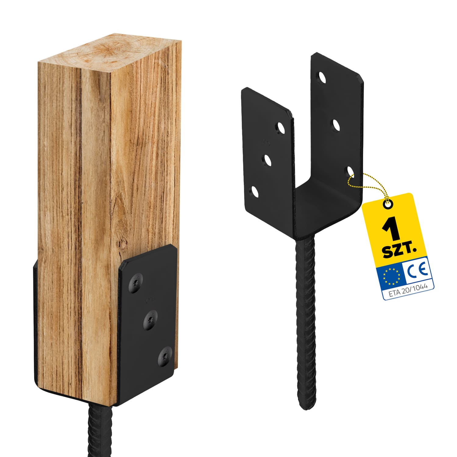 Podstawa słupa kotwa do betonu typ U - PS | 70 mm | Antracyt