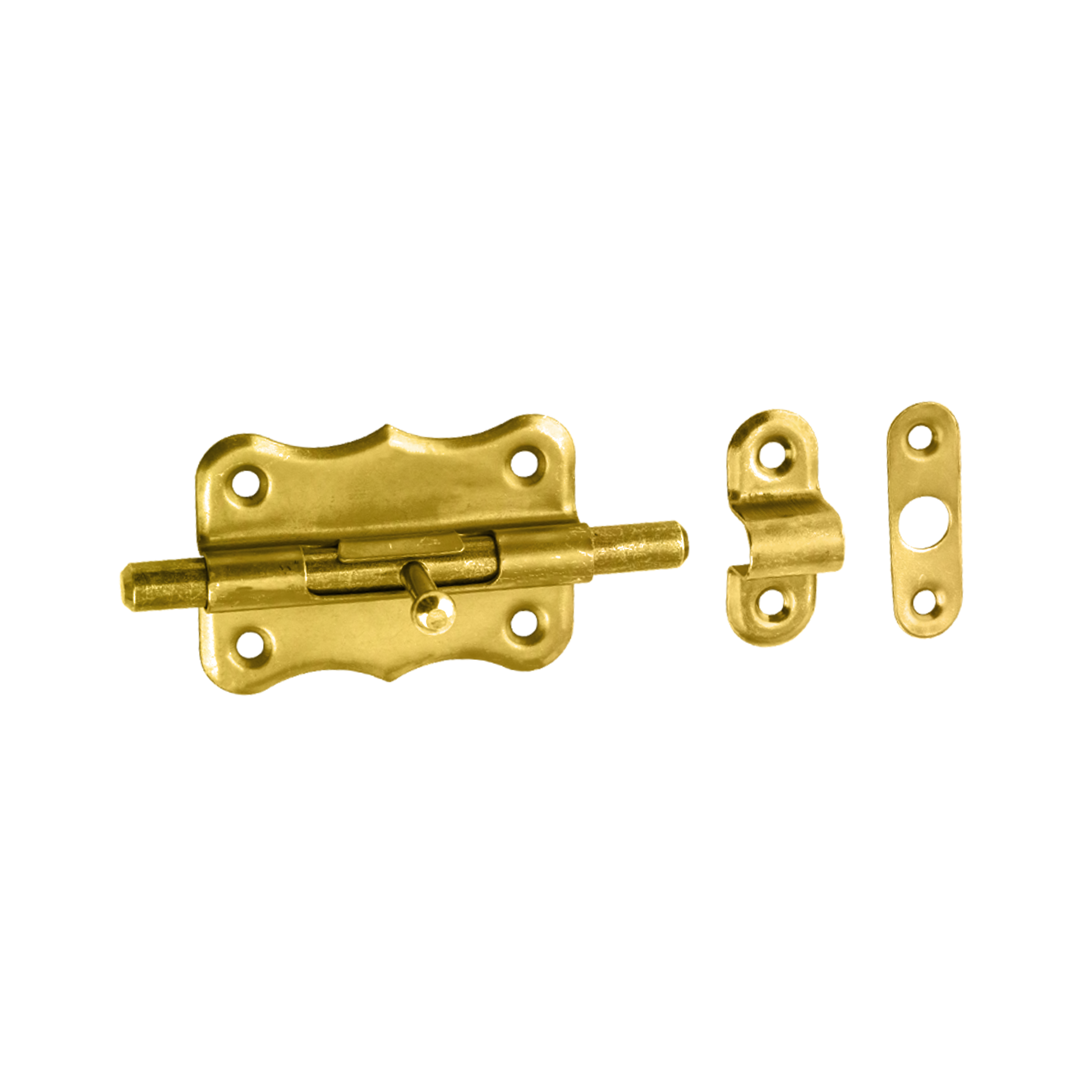 Schlossriegel mit rundem Riegel für Gartentore - WRO | verzinkt | 50 mm Riegelverschluss mit Rundriegel für WRO-Tore, Gold, 70 mm, 70x50 mm, Baustahl DC01.
