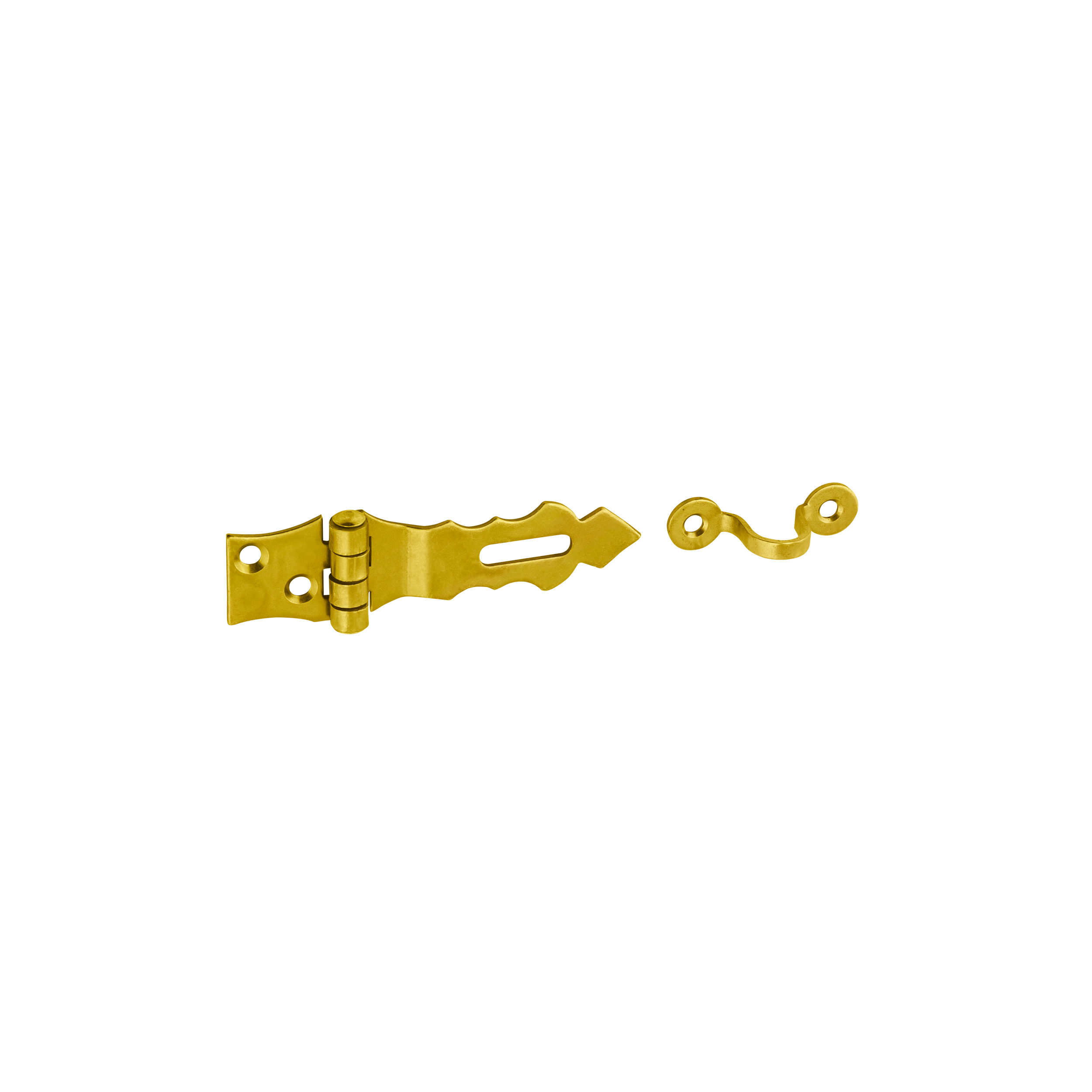 Dekorative Überfalle - ZOZ | verzinkt | 75 mm Zierscharnier mit Verschluss ZOZ, Gold, 75 mm, 75x30x2,0 mm, DC01-Baustahl.