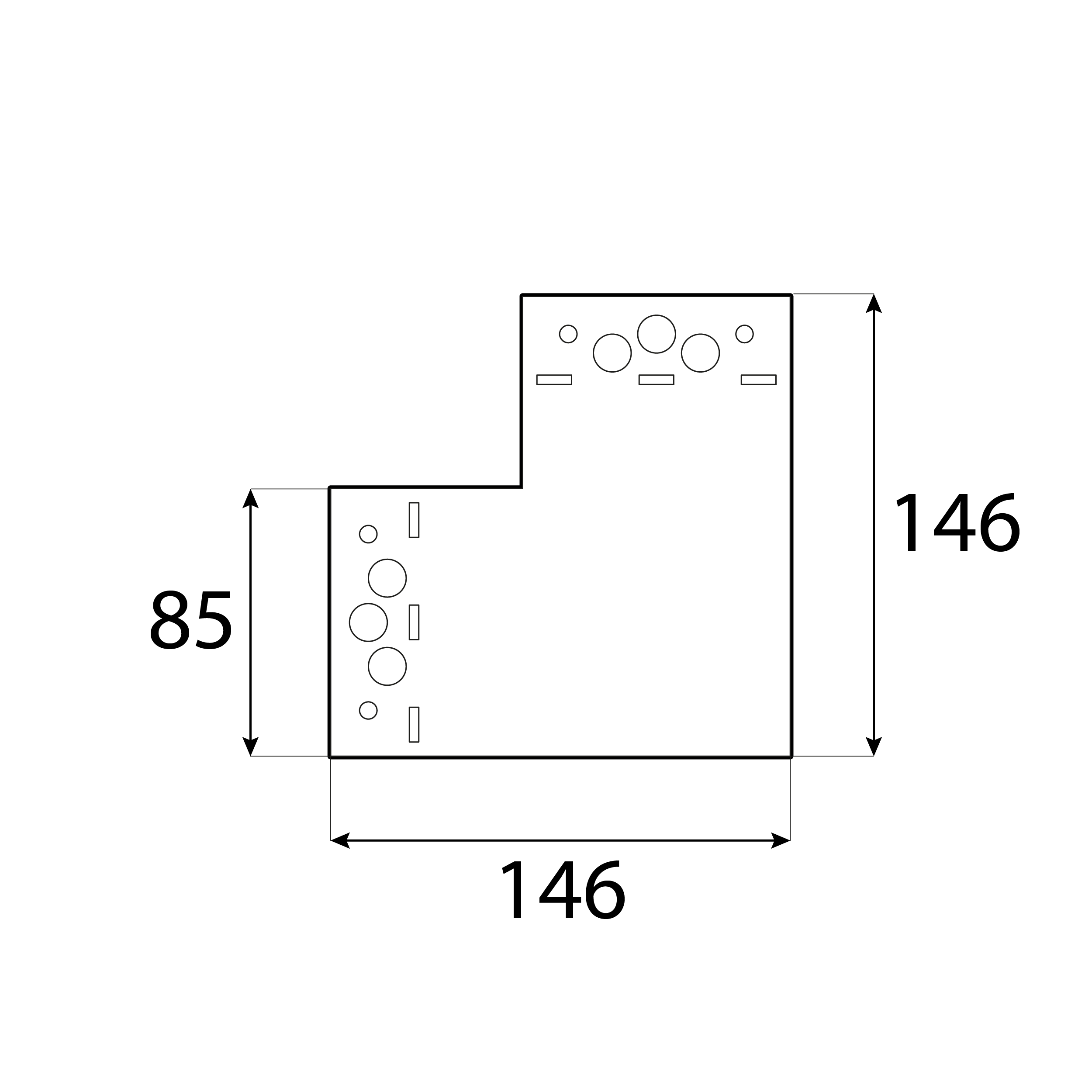 Dekorativer Eck-Flachverbinder für Pergola - SDLPD 1 | 146x146x85 mm | schwarz Flacher dekorativer Eckverbinder für Pergola SDLPD 1, 146x146x85 mm, schwarz, 146x146x85x2,5 mm, Baustahl DX51D 2.