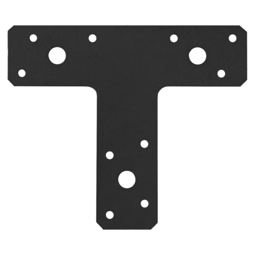 Łącznik płaski metalowy typu T - KT 2 C | 150x127x38 mm | 2 mm | Czarny