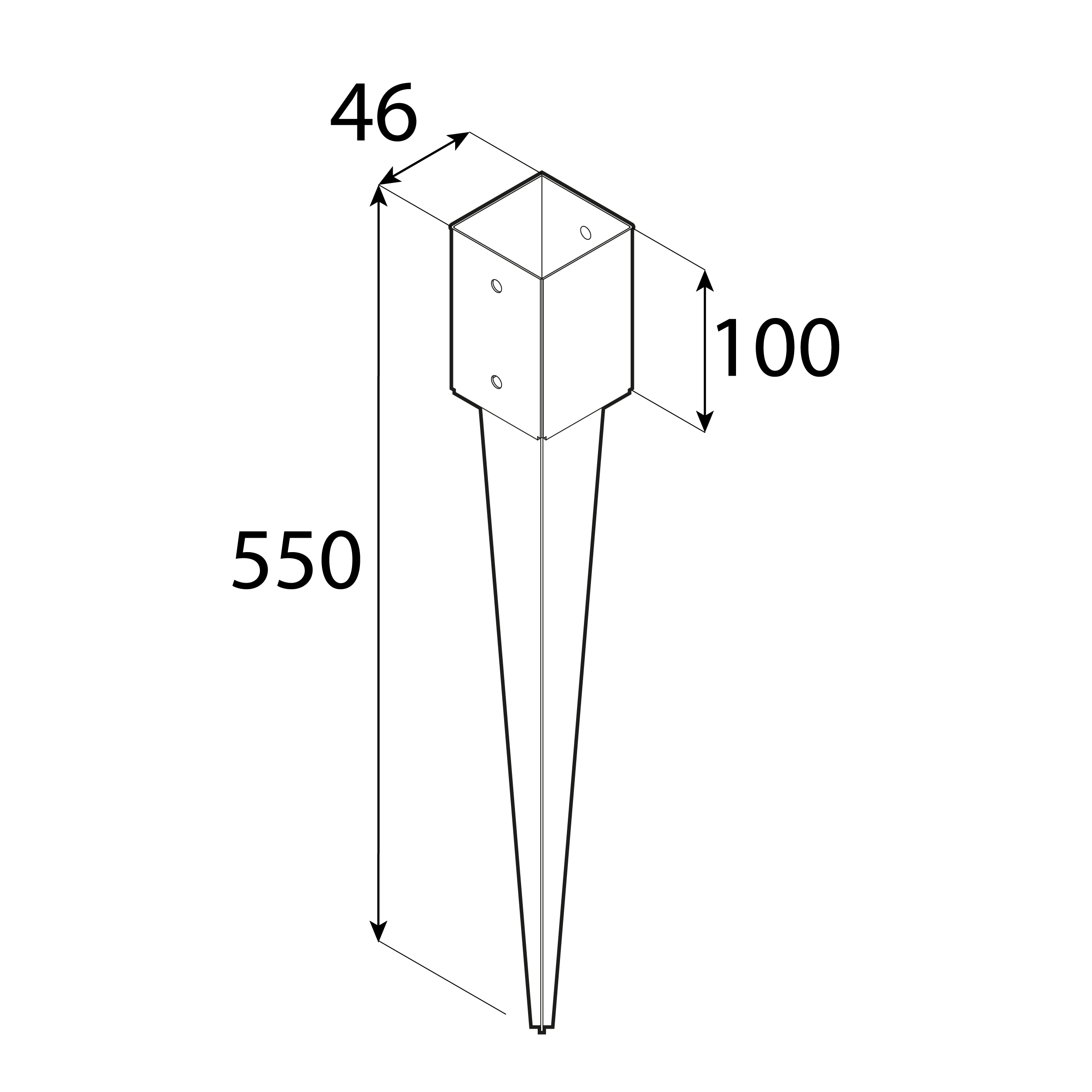 Einschlaghülse Bodenanker 45 mm feuerverzinkt - PSG 45/550 Angetriebener Säulenfuß 45 mm PSG 45/550, 46x550x1,5 mm 550.