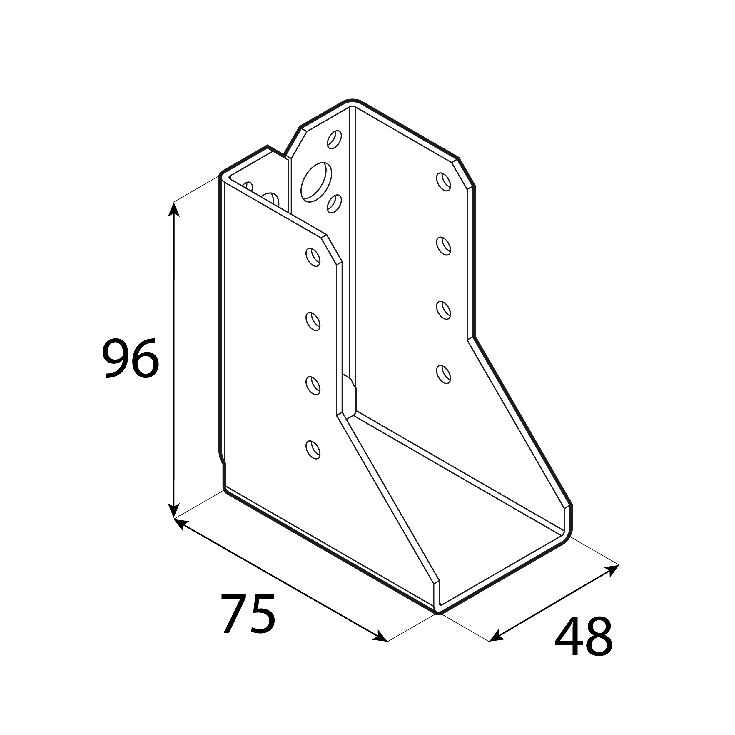 Wieszak belki uchwyt belki drewnianej zagięty - WBZ 52 | 48x96x75 mm | Srebrny Wieszak belki uchwyt belki drewnianej zagięty - WBZ 52 | 48x96x75 mm | Srebrny