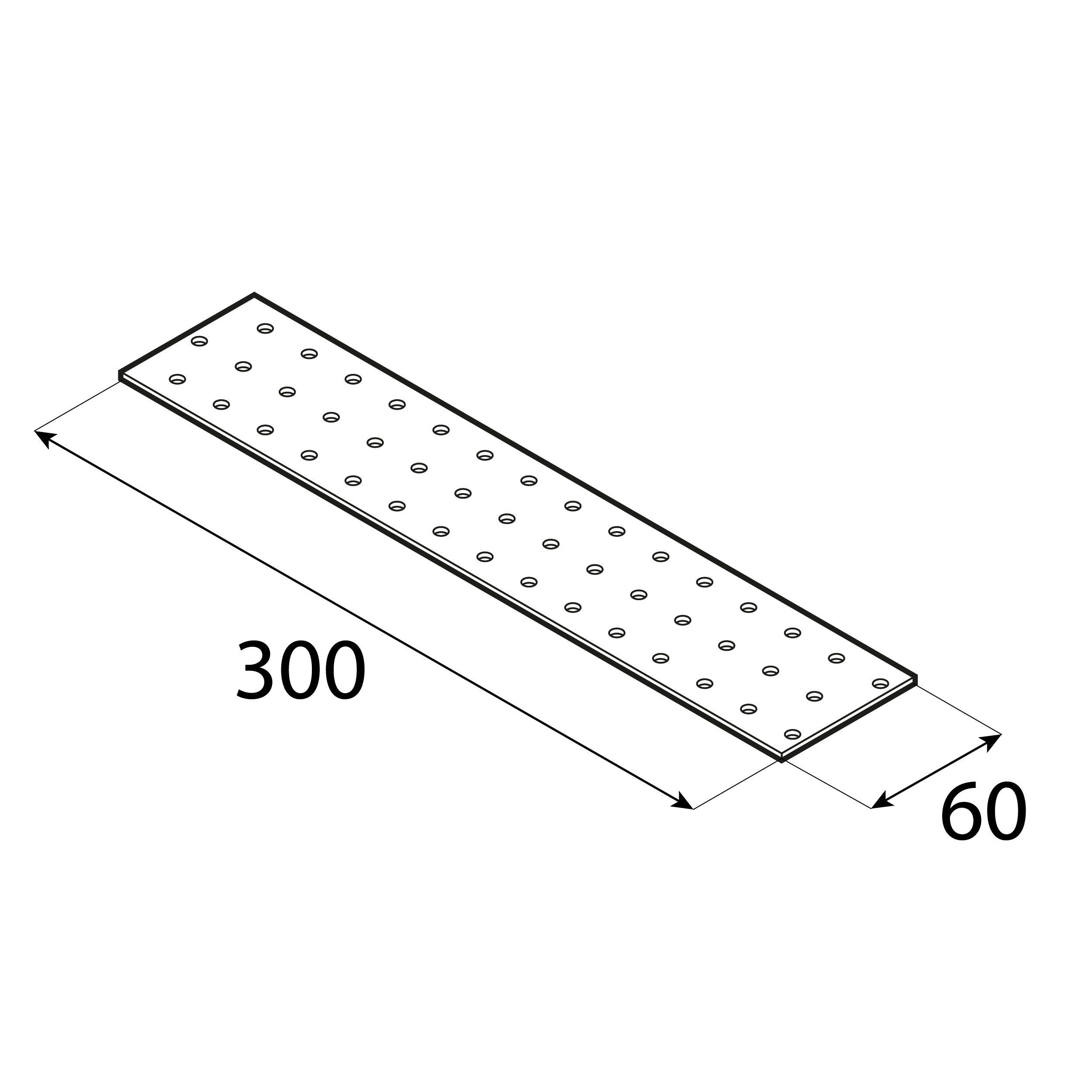 Płytka perforowana płaskownik - PP 30 | 300x60 mm | 2 mm