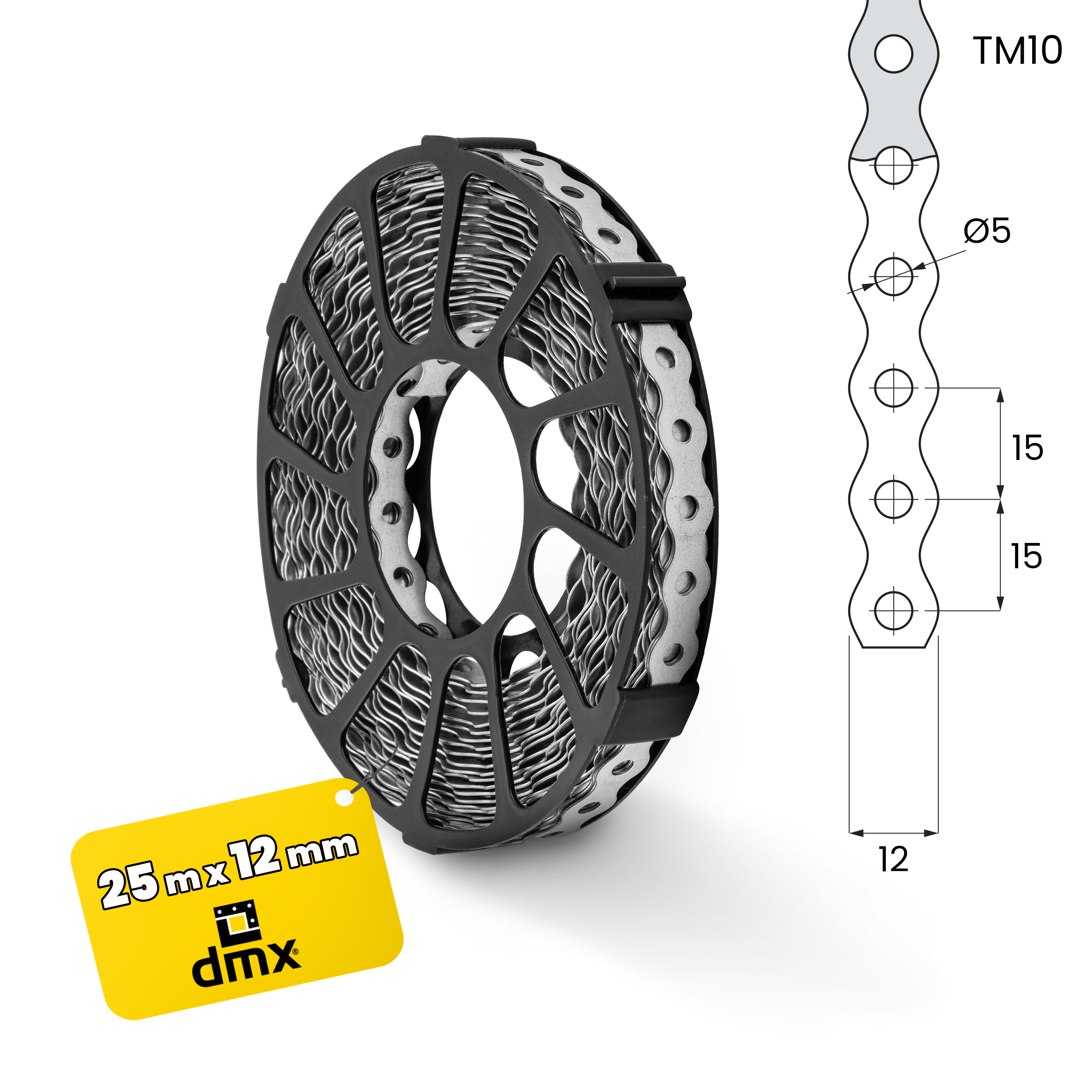 Taśma montażowa perforowana stal - TM 10 | 25 m | Srebrny | TM 10
