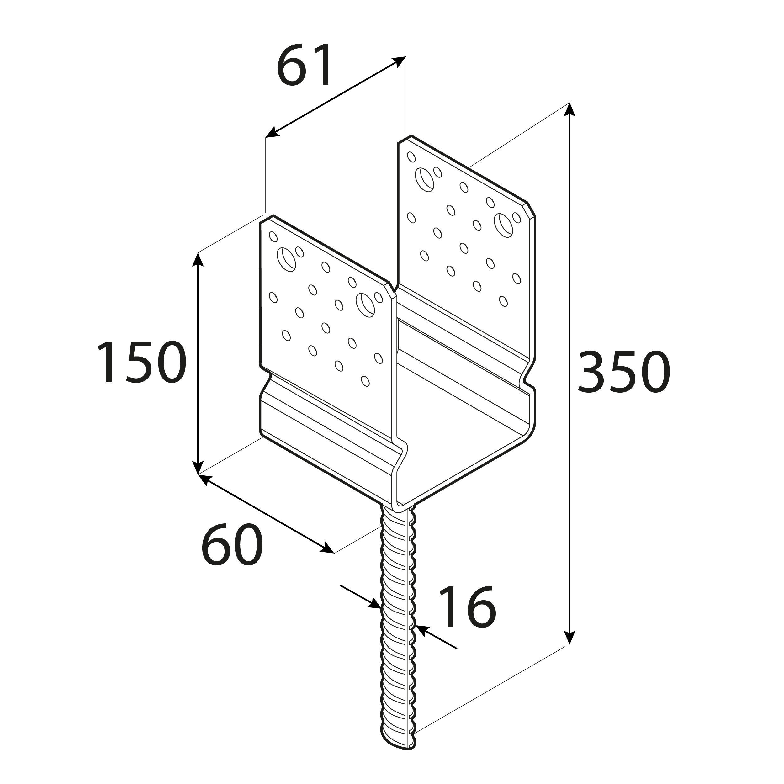 Podstawa słupa kotwa typ U wielopunktowa z siodełkiem - PSSZ | 60 mm Podstawa słupa kotwa typ U wielopunktowa z siodełkiem - PSSZ | 60 mm