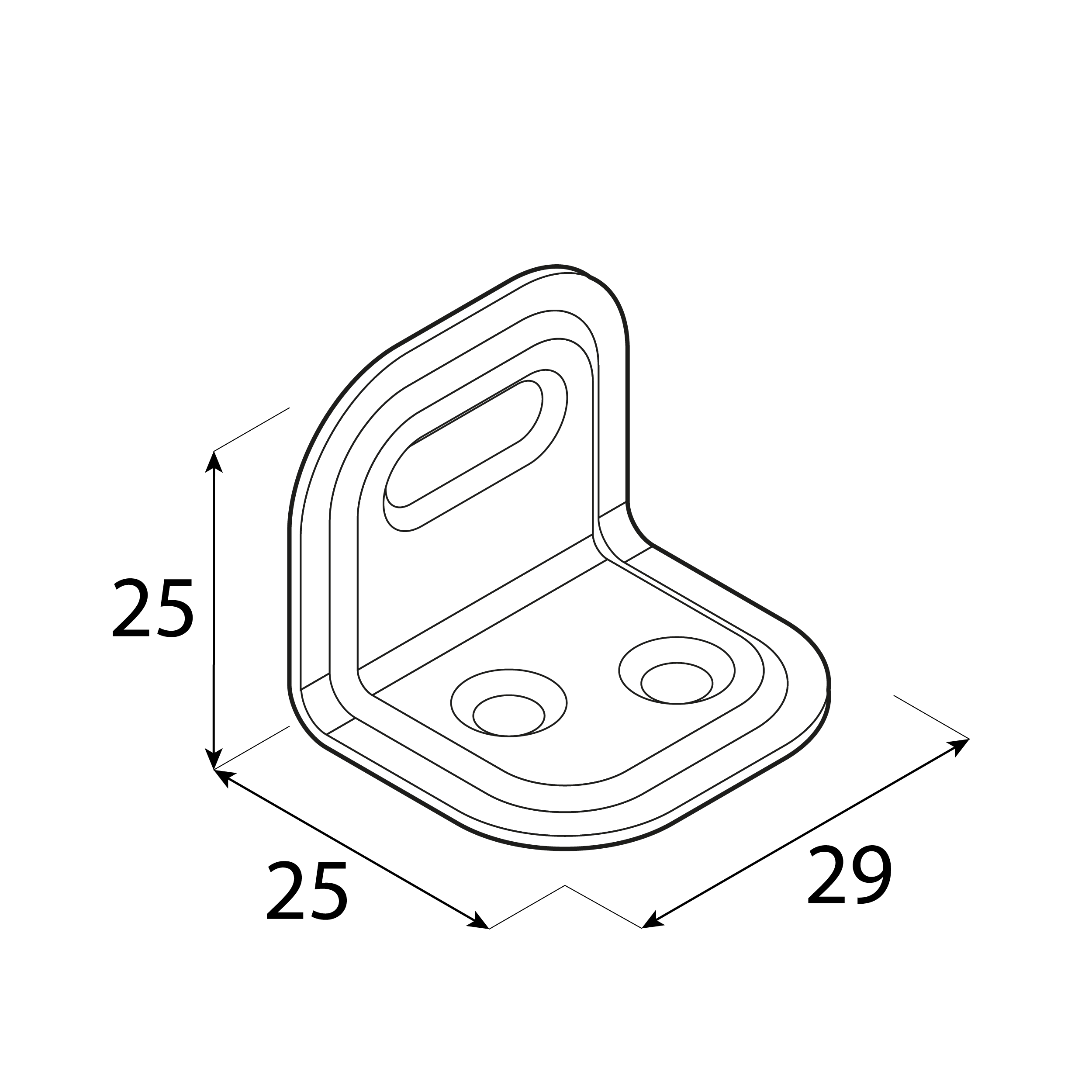 Kątownik montażowy stalowy z regulacją - FKS 1 BI | 25x25x29 mm | Biały
