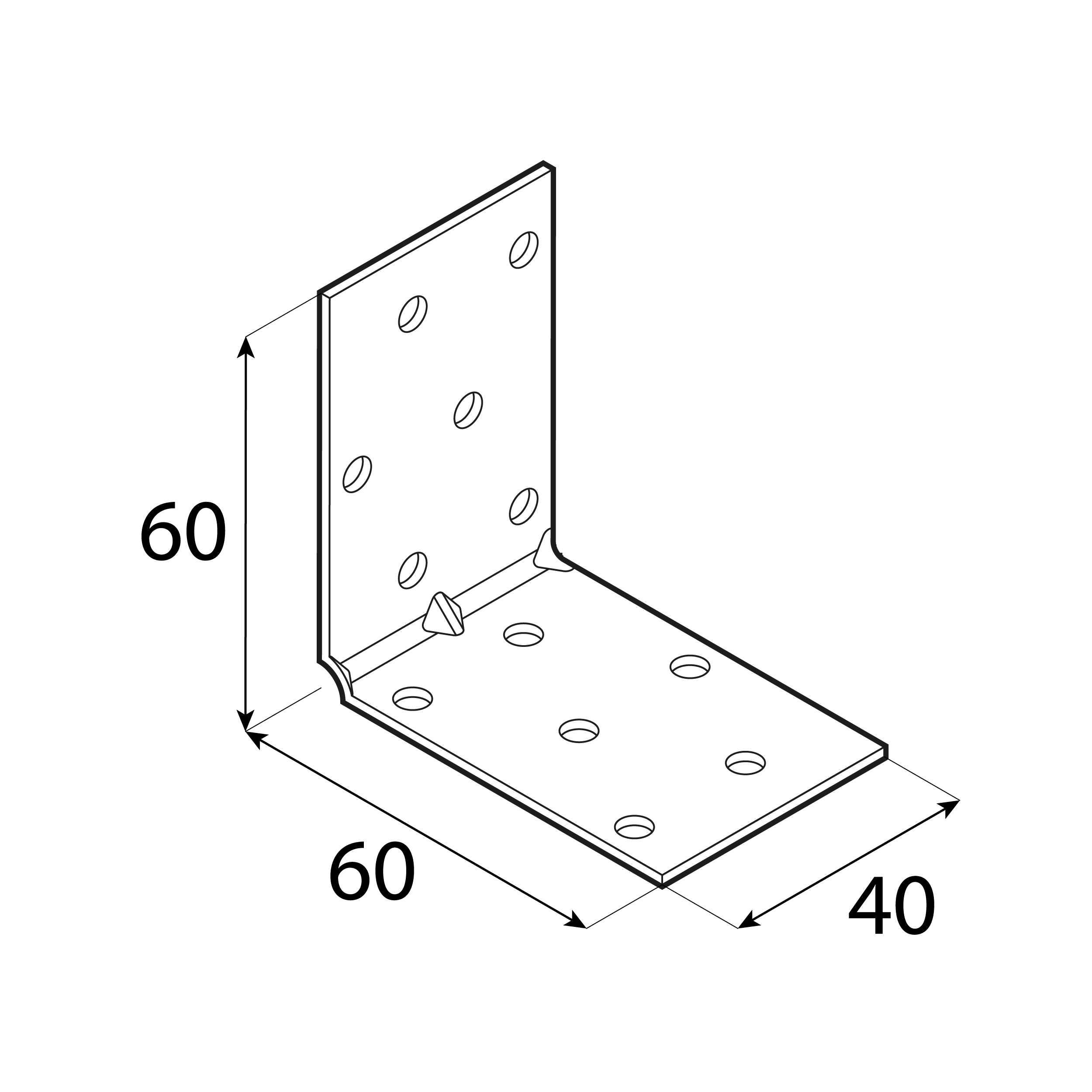 Montagewinkel mit Sicke Schwerlastwinkel Winkelverbinder Holzverbinder feuerverzinkt - KMP 4 | 60x60x40 mm | 1,5 mm GeprÀgter Montagewinkel KMP 4, 60x60x40 mm, 20 Stk., 60x60x40x1,5 mm, DX51D Baustahl, silber, Schuss 2.