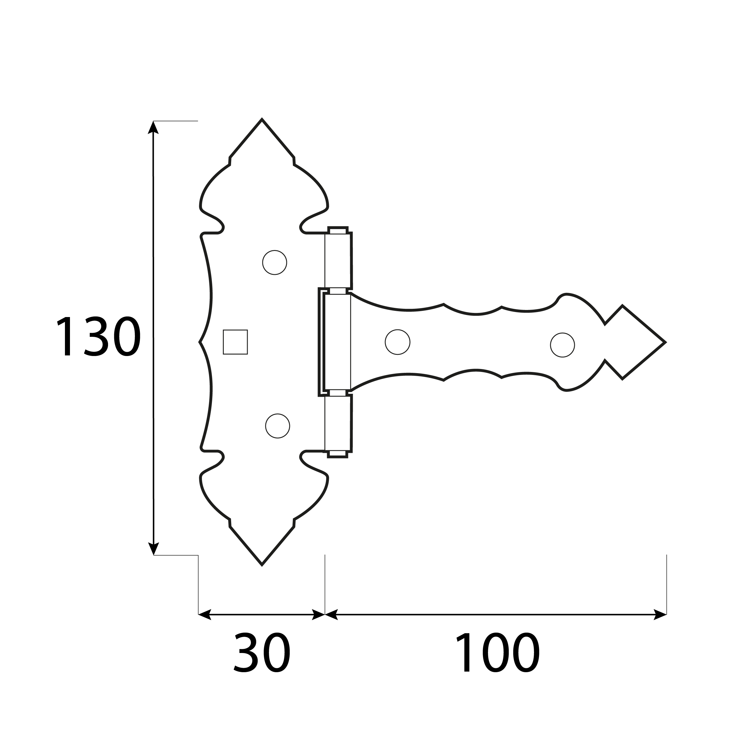 Zawias bramowy ozdobny do bramy furtki okiennic - ZOB 100 | 100 mm | Czarny | 30 mm Zawias bramowy ozdobny do bramy furtki okiennic - ZOB 100 | 100 mm | Czarny | 30 mm