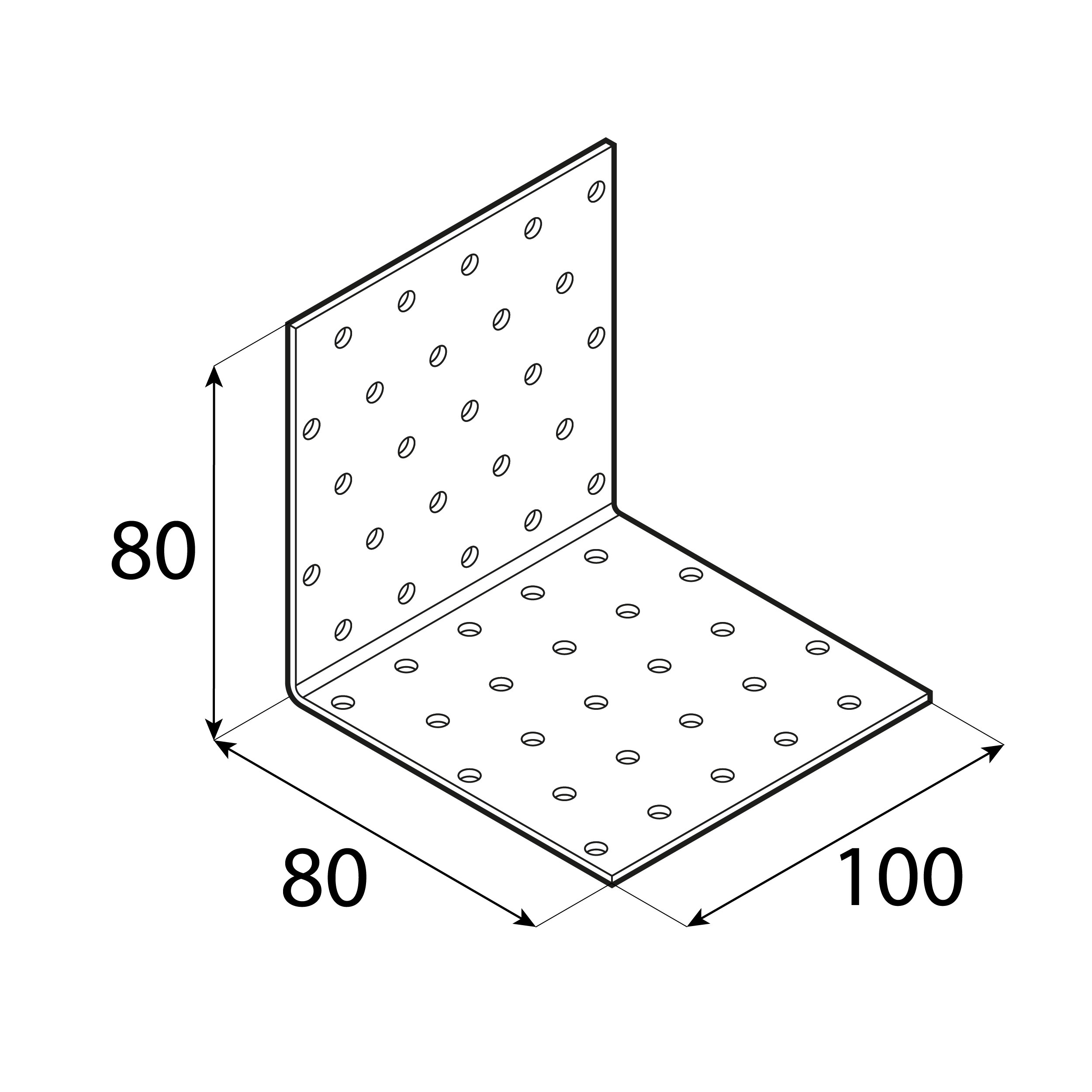 Kątownik montażowy stalowy uniwersalny  - KM 10 | 80x80x100 mm | 20 szt