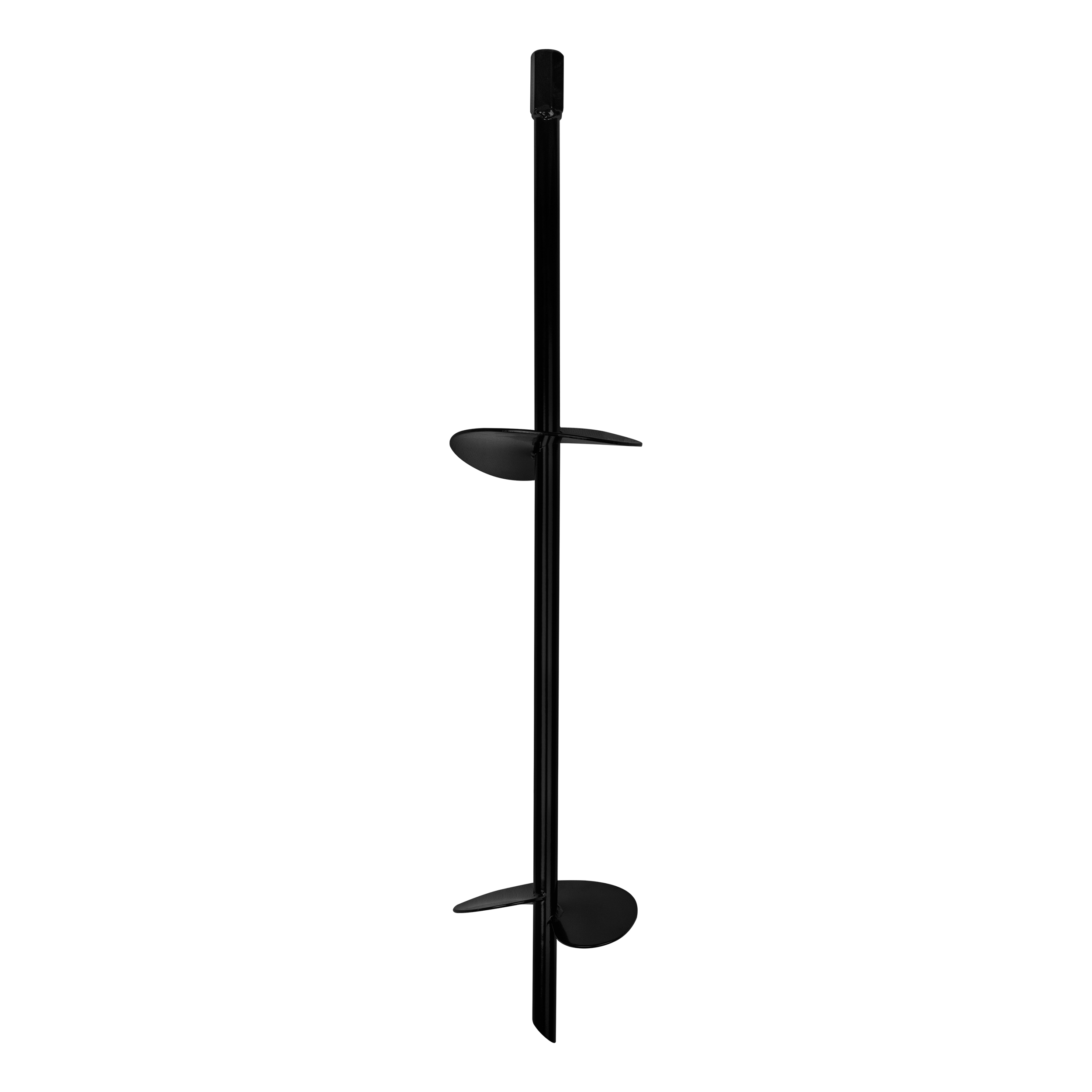 Einschraub Bodenanker mit Sechskantmutter Pfostenträger Stützen Erdanker pulverbeschichtet für Trampolin und Camping - PWT | 150x800 | M16 Basisanker mit Sechskantmutter im Boden verschraubt PWT, 150x800, M16, 3xM16, schwarz, Baustahl S235; DIN 6334, im Elementsatz.