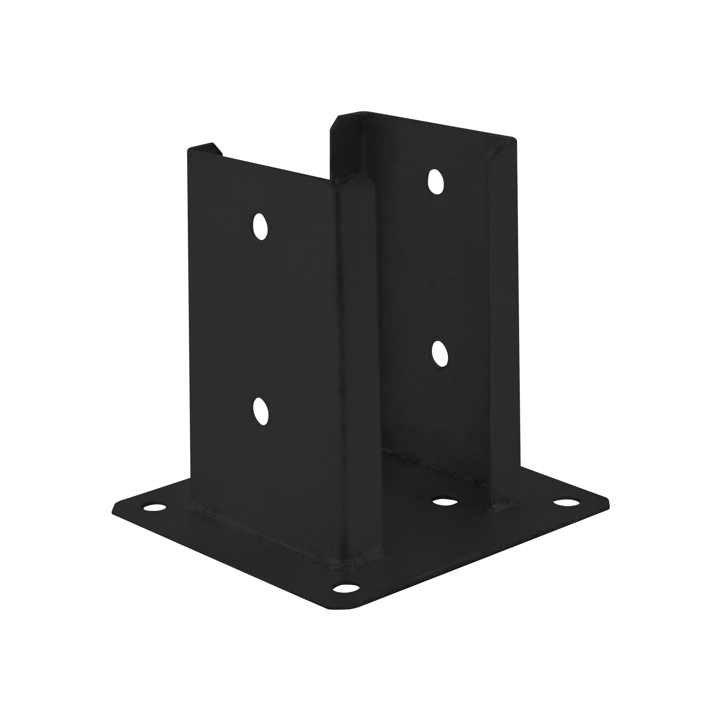 Pfostenträger zum aufdübeln Aufschraubhülse doppelt mit rechteckiger Grundplatte - PSPD | 120 mm | Schwarz Säulenfuß-Doppelschraubanker mit rechteckiger Basis PSPD, 120 mm, schwarz, 121 x 150 x 2,5 mm.