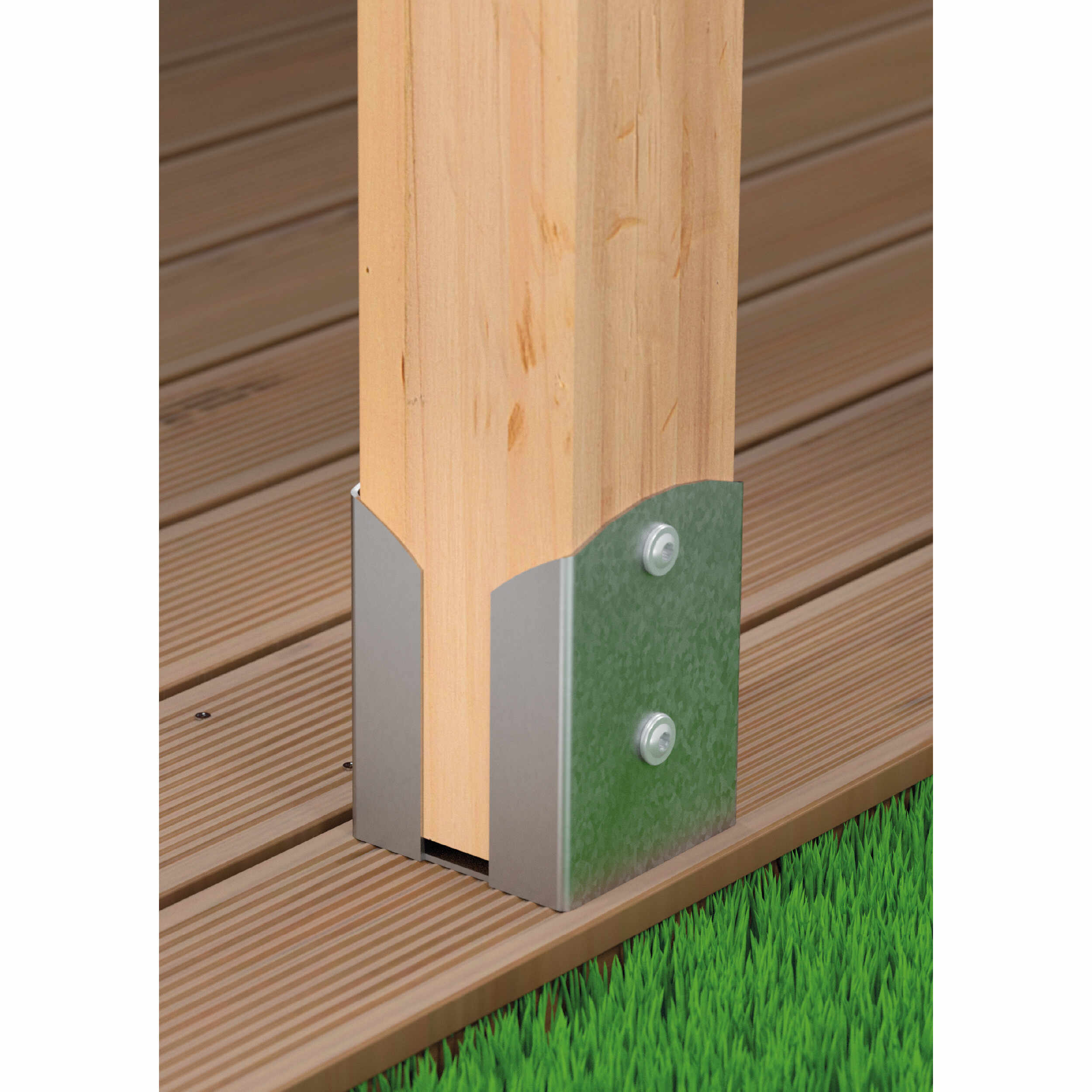 Pfostenträger zum aufdübeln Aufschraubhülse doppelt rechteckig - PSPW | 140 mm | verzinkt Mastfuß, doppelter rechteckiger Schraubanker PSPW, 140 mm, silber, 141x200x3,0 mm silber.