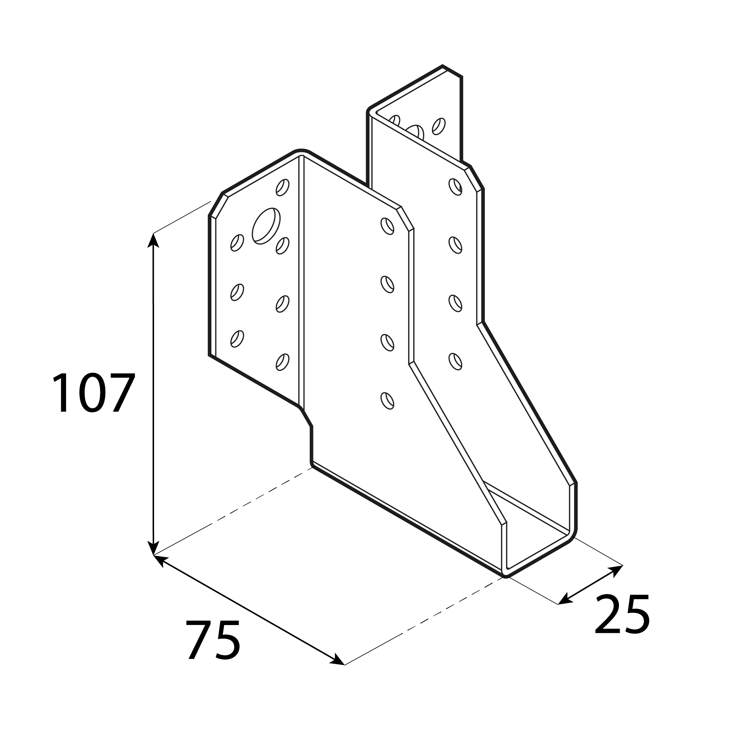 Balkenschuh Balkenträger Trägerschuh Holzverbinder - WB 40 | 25x107x75 mm | feuerverzinkt Balkenaufhänger Holzbalkenhalter WB 40, 25x107x75 mm, silber, DX51D Baustahl.