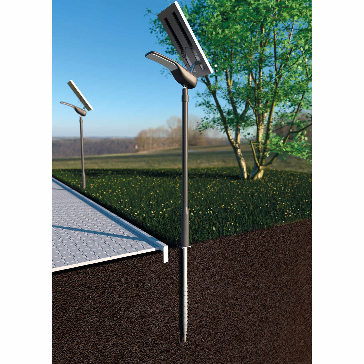 Podstawa słupa wkręcana do gruntu do dużych konstrukcji - PWF | 76x1000 mm Podstawa słupa wkręcana do gruntu do dużych konstrukcji - PWF | 76x1000 mm