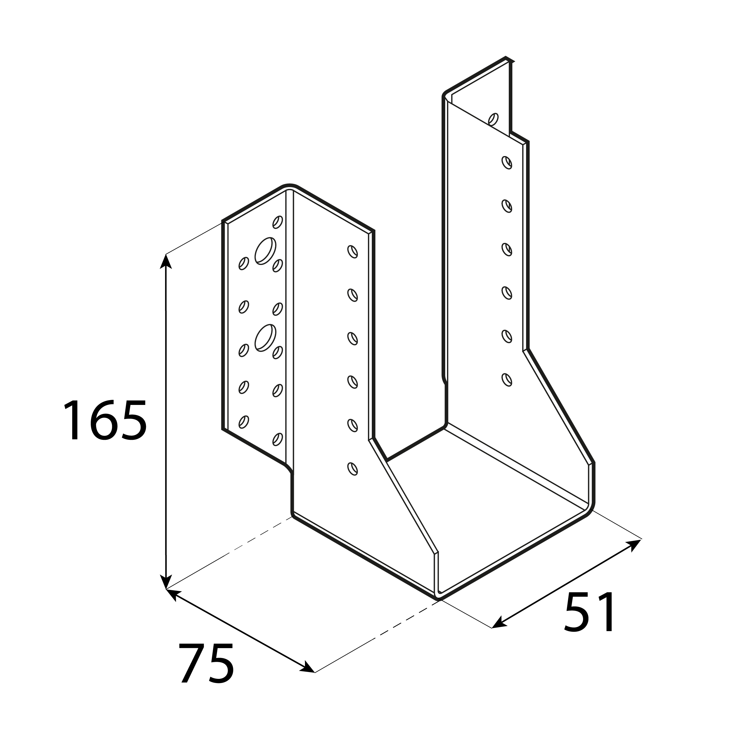 Wieszak belki uchwyt belki drewnianej - WB 12 | 51x165x75 mm | Srebrny