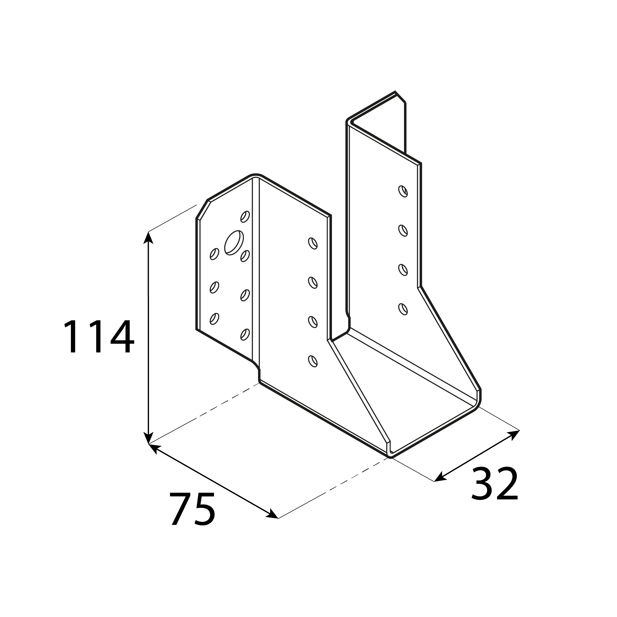 Balkenschuh Balkenträger Trägerschuh Holzverbinder - WB 44 | 32x114x75 mm | feuerverzinkt Balkenaufhänger Holzbalkenhalter WB 44, 32x114x75 mm, silber, 32x114x75x2,0 mm, Baustahl DX51D 2, Schuss 1.