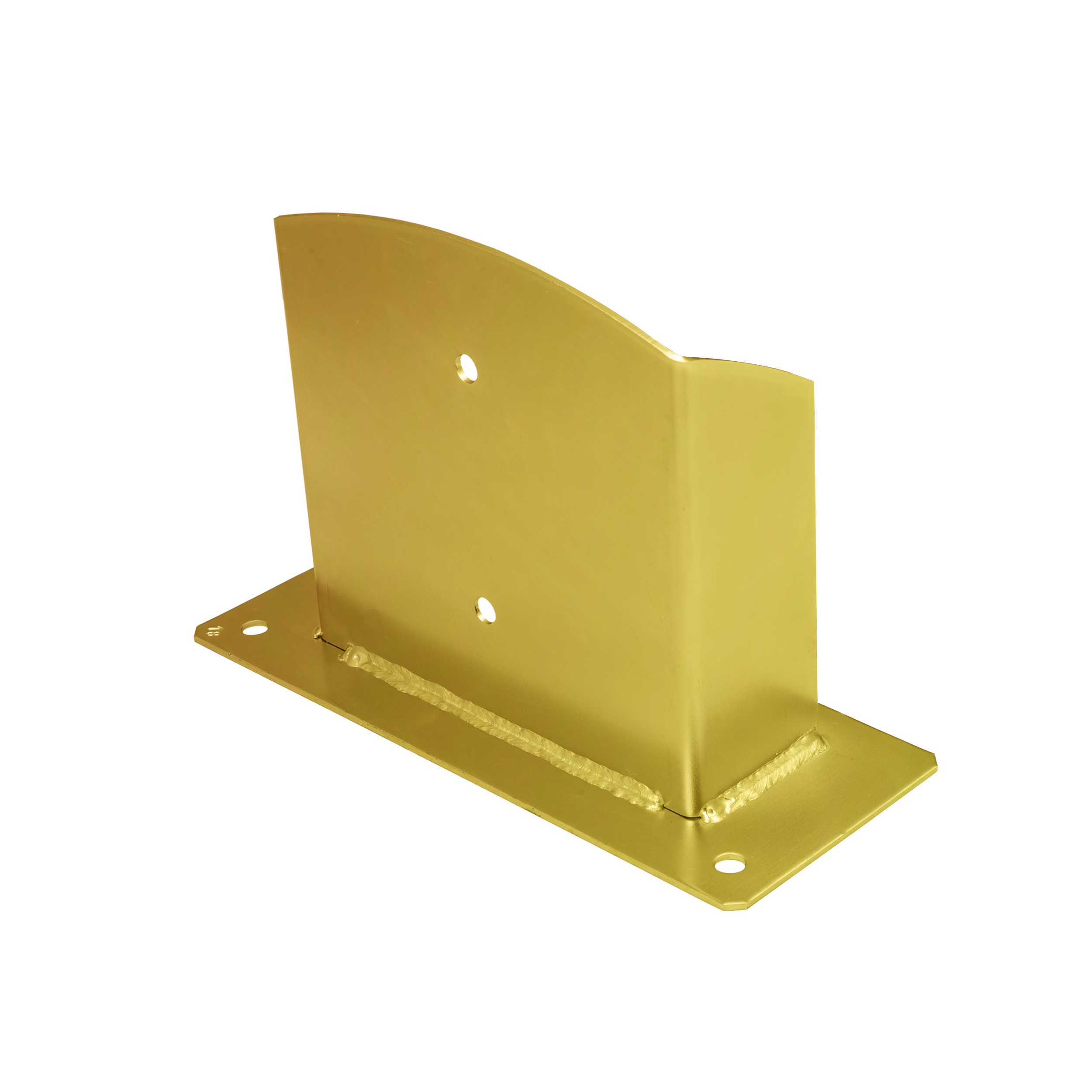 Pfostenträger zum aufdübeln Aufschraubhülse geteilt mit rechteckiger Grundplatte - PSD | 200 mm | Gold Säulenfuß geteilter Schraubanker mit rechteckiger Basis PSD, 200 mm, Gold, 201x200x3,0 mm.
