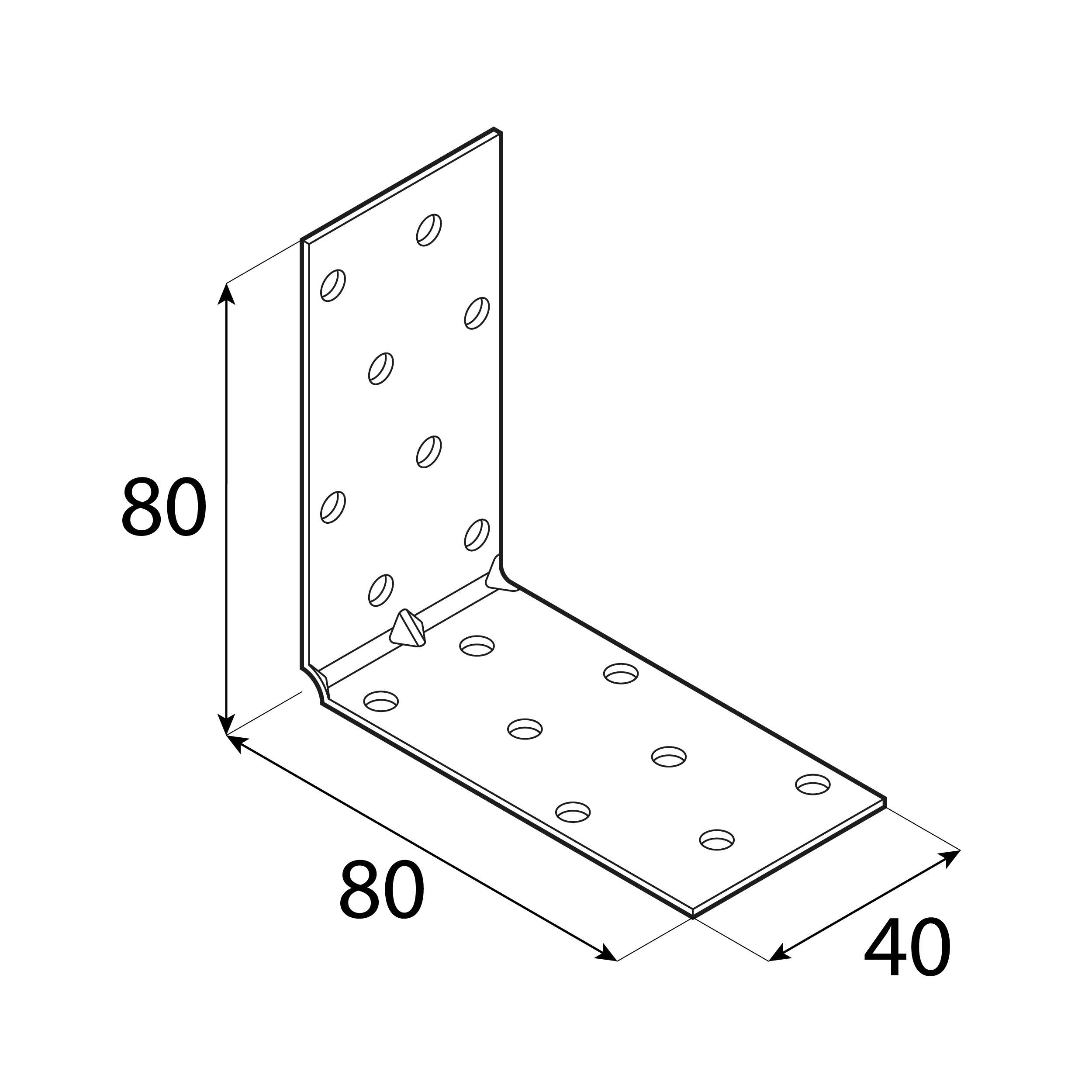 Montagewinkel mit Sicke Schwerlastwinkel Winkelverbinder Holzverbinder feuerverzinkt - KMP 7 | 80x80x40 mm | 1,5 mm GeprÀgter Montagewinkel KMP 7, 80x80x40 mm, 20 Stk., 80x80x40x1,5 mm, DX51D Baustahl, silber, Schuss 2.