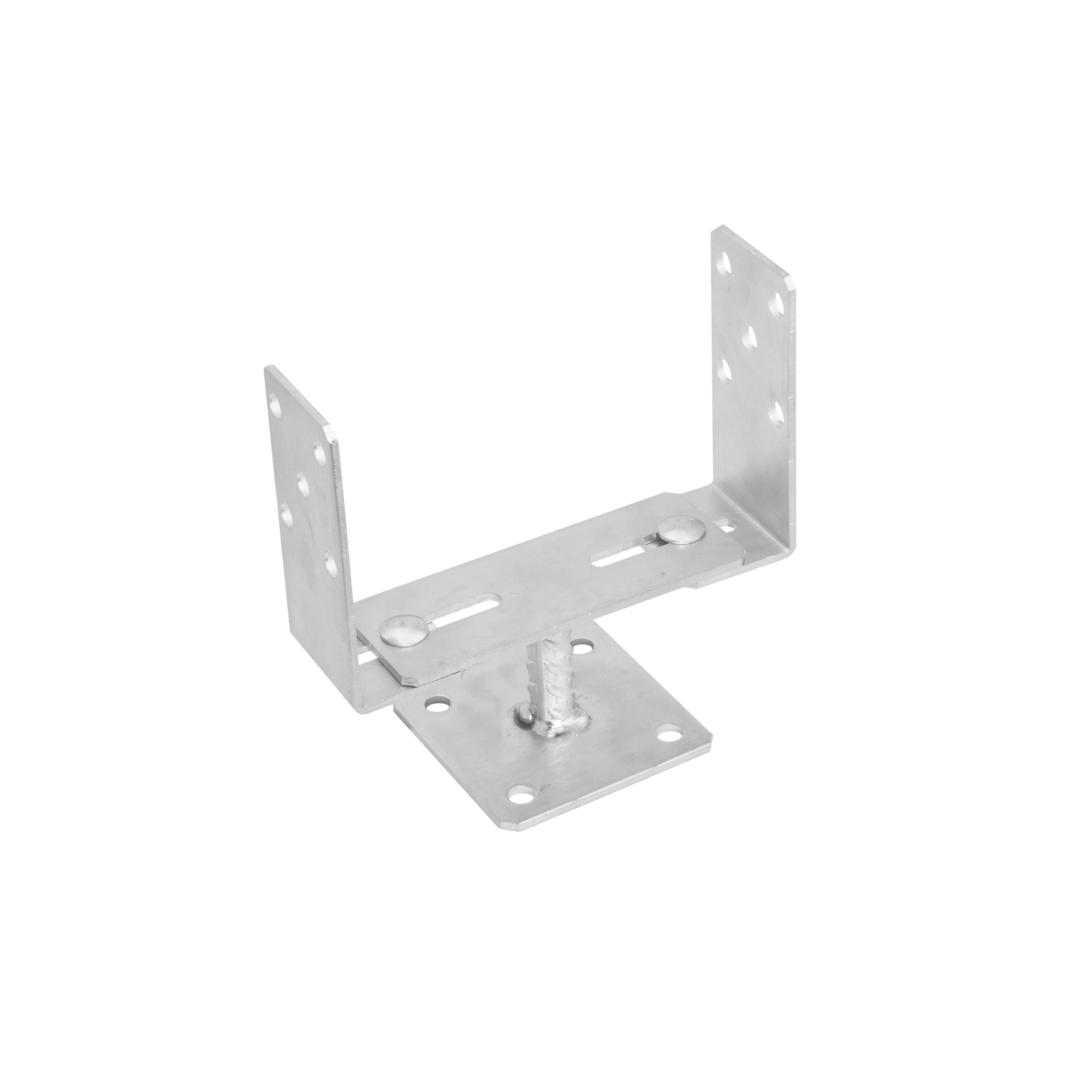 Pfostenträger zum aufdübeln U-Form verstellbar - PSRT | 60-200 mm | feuerverzinkt Säulenfuß, U-Typ-Anker, verstellbare Breite, verschraubt auf PSRT, 60-200 mm, silber, Schuss 1.