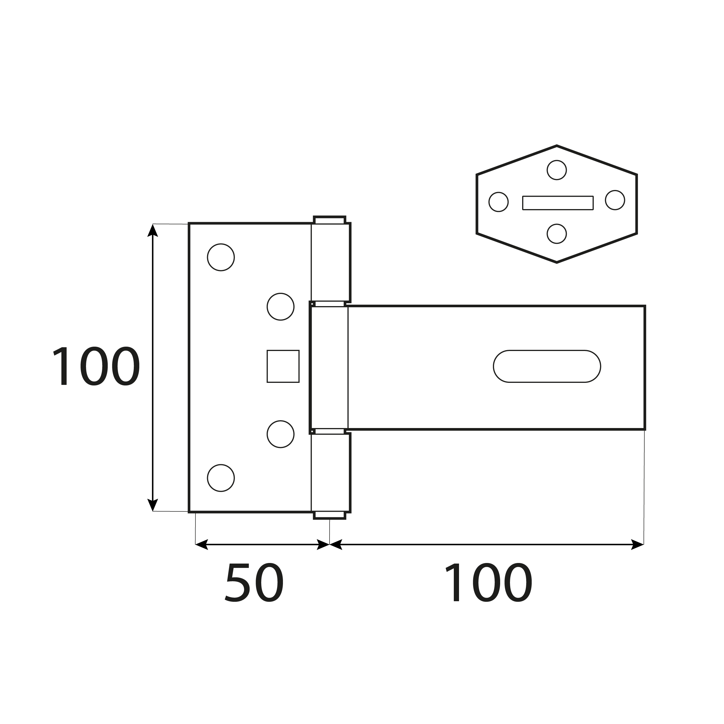 Überfalle für Tore - ZZBR | verzinkt | 100 mm ZZBR Torscharnier mit Verschluss, Gold, 100 mm, 100x50x100x2,5 mm, Baustahl DC01 2.