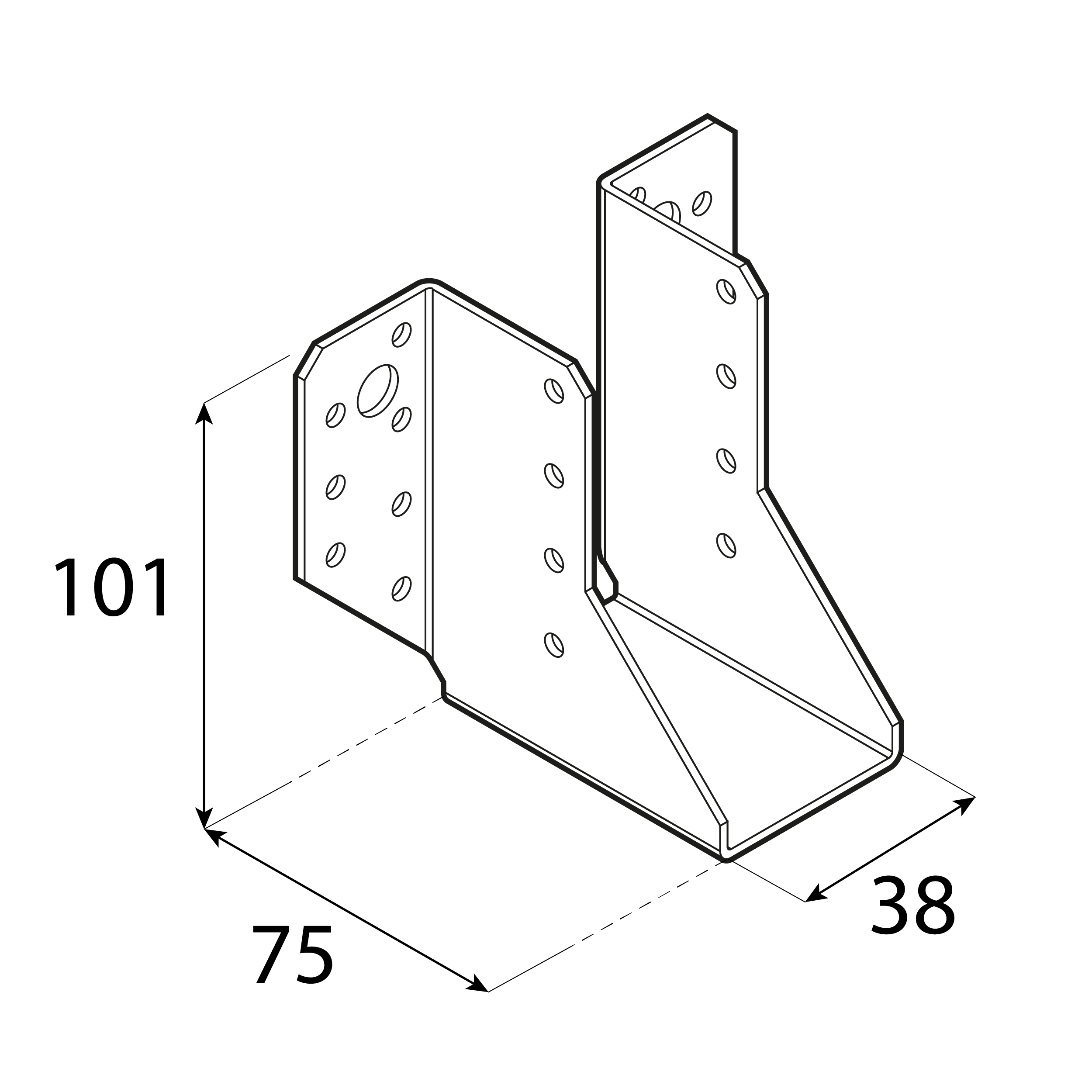 Balkenschuh Balkenträger Trägerschuh Holzverbinder - WB 47 | 38x101x75 mm | feuerverzinkt Balkenaufhänger Holzbalkenhalter WB 47, 38x101x75 mm, silber, 38x101x75x2,0 mm, Baustahl DX51D 2, Schuss 1.