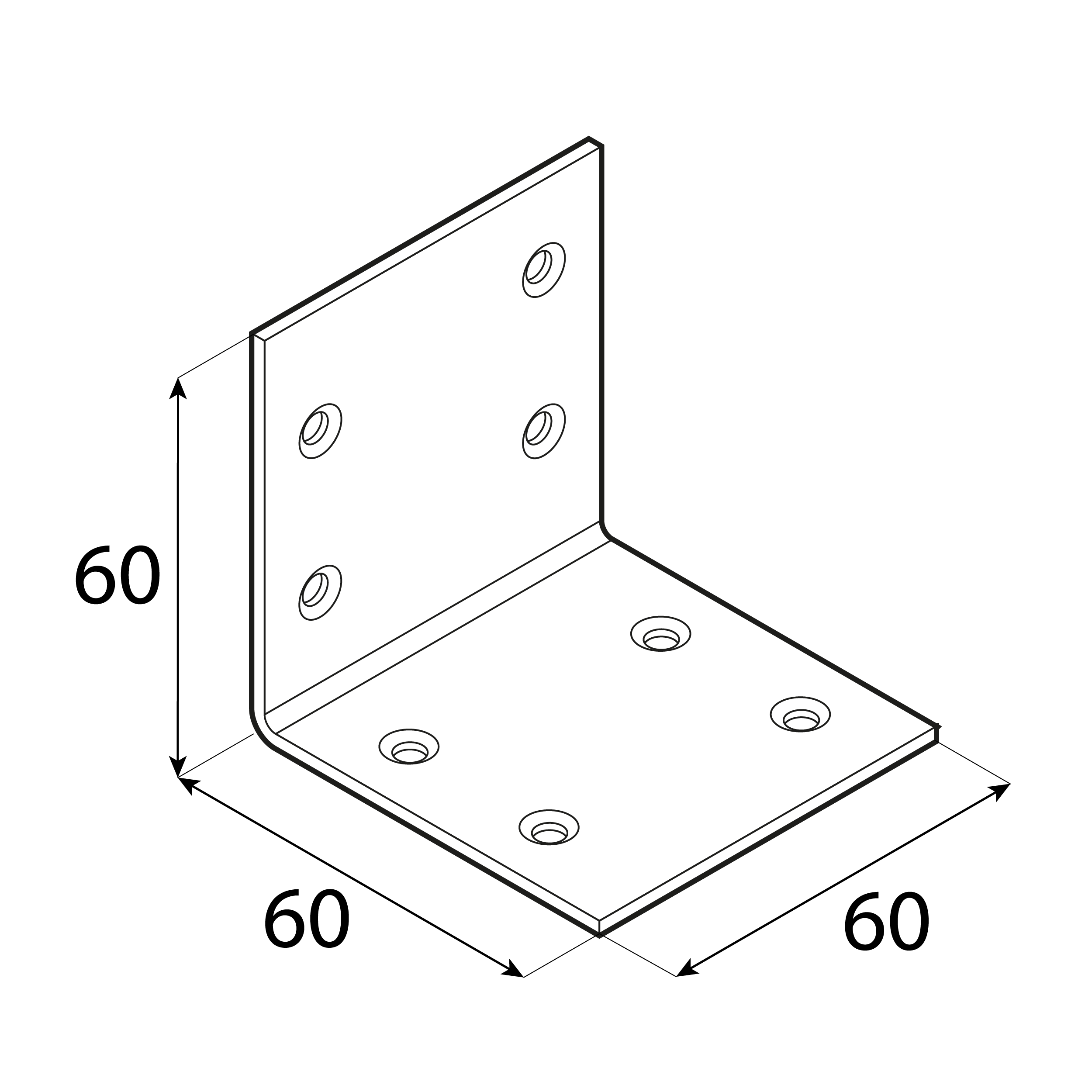 Kątownik meblowy stolarski szeroki - KS 3 | 60x60x60 mm | 20 szt Kątownik meblowy stolarski szeroki - KS 3 | 60x60x60 mm | 20 szt
