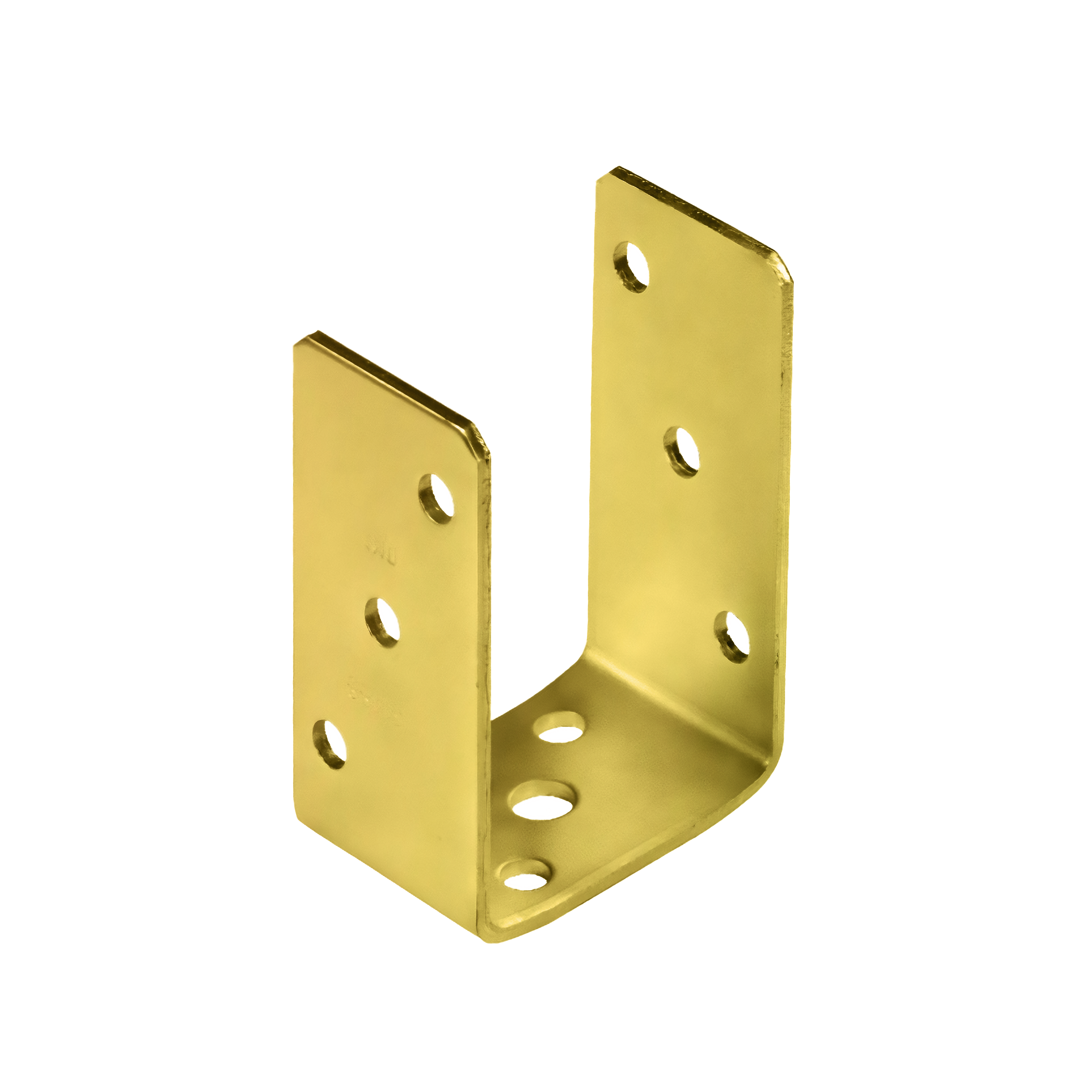 Pfostenträger zum aufdübeln U-Form universal - PSO | 70 mm | Gold Auf Beton geschraubter Säulenfußanker, Typ U, Universal PSO, 70 mm, Gold, 71x120x60x4,0 mm.