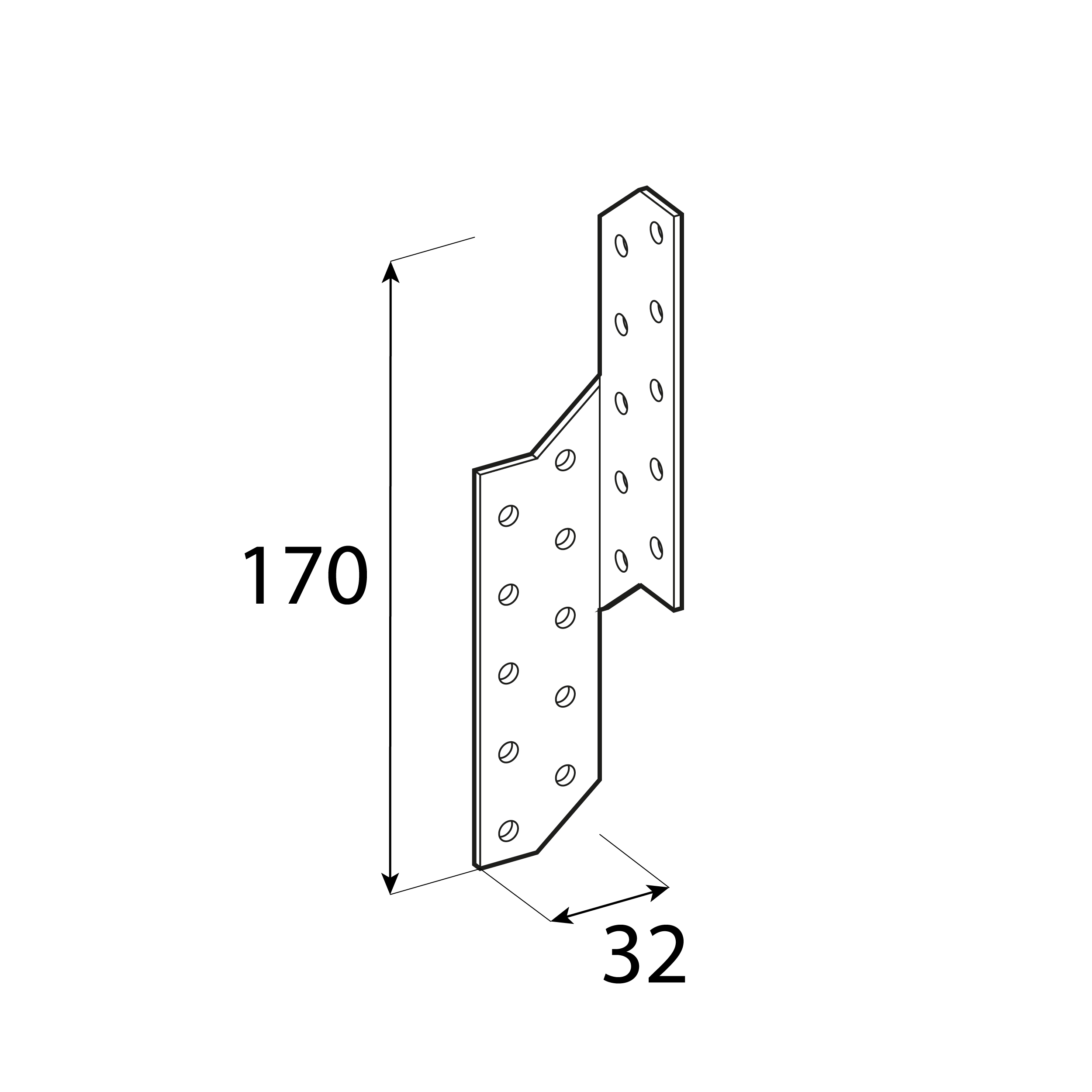 Sparrenpfettenanker links Sparrenanker Dachverbinder Holzverbinder feuerverzinkt - LK 1 | 170x32 mm | 2 mm Linker Sparrenverbinder LK 1, 170x32 mm, 2 mm, silber, DX51D-Baustahl.