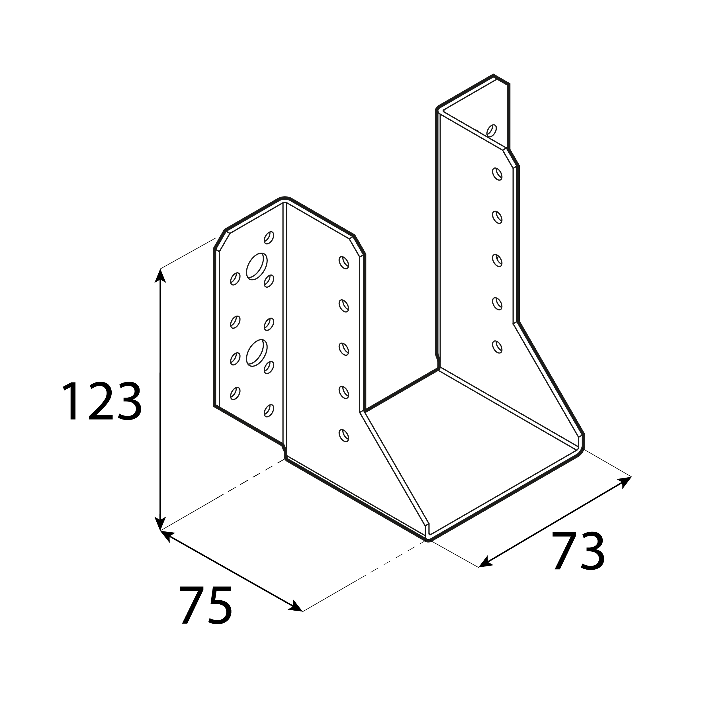 Wieszak belki uchwyt belki drewnianej - WB 59 | 73x123x75 mm | Srebrny