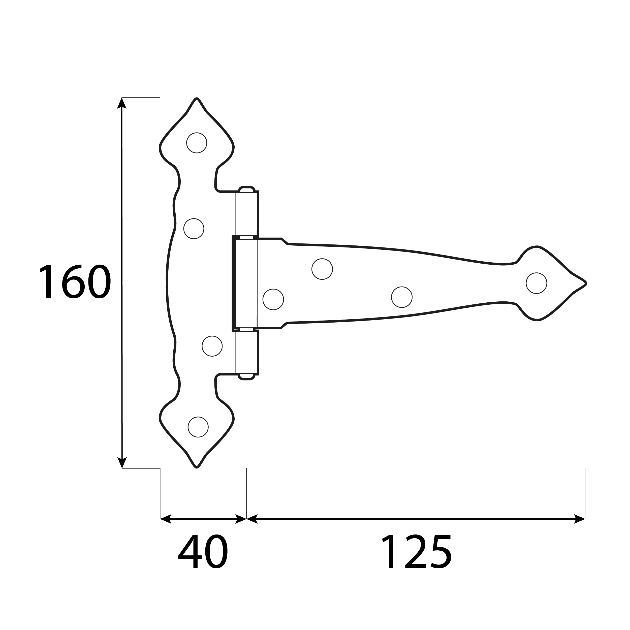 Zawias trójkątny ozdobny - ZTO 125 | 125 mm