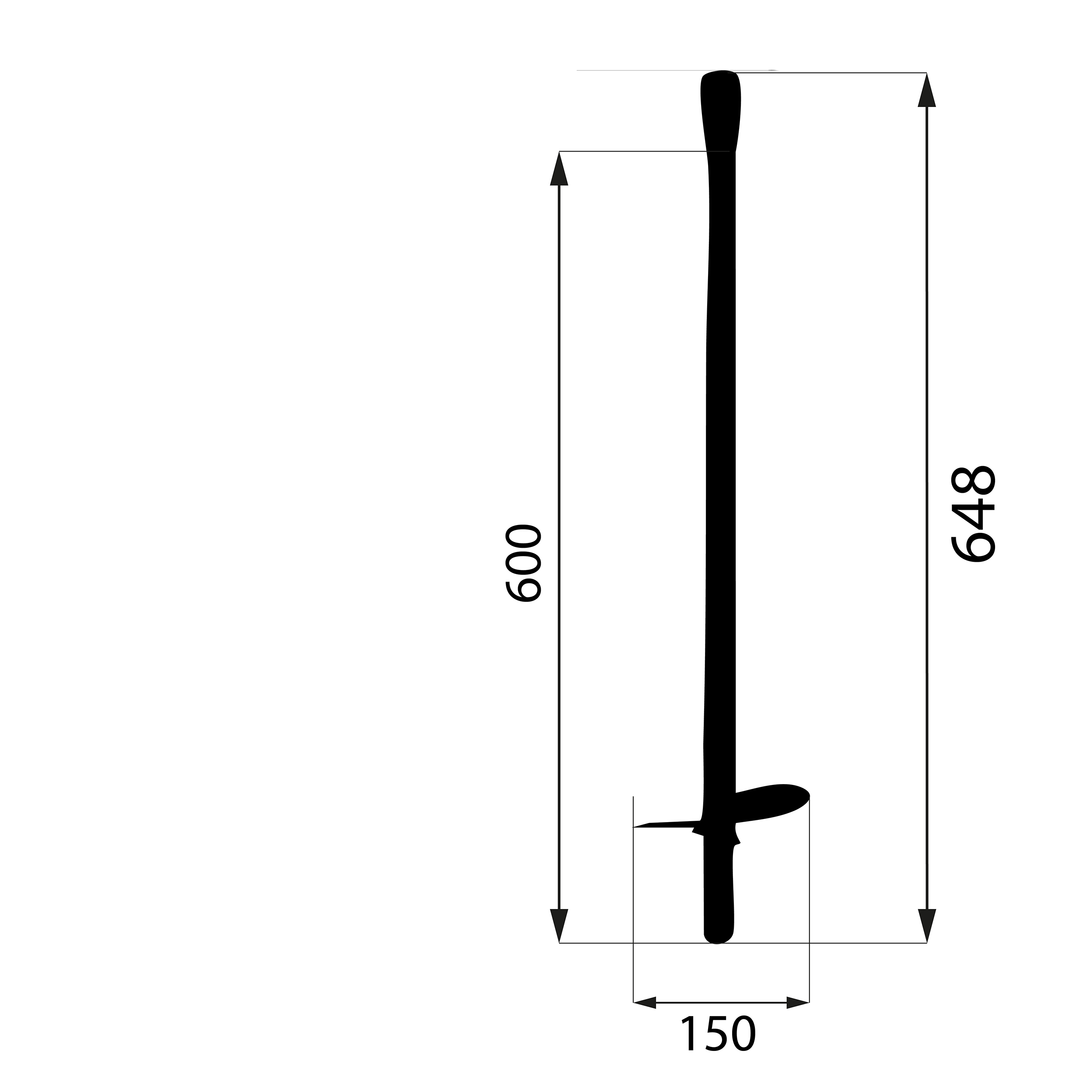 Kotwa podstawa wkręcana do gruntu z nakrętką sześciokątną - PWT | 150x600 | M16